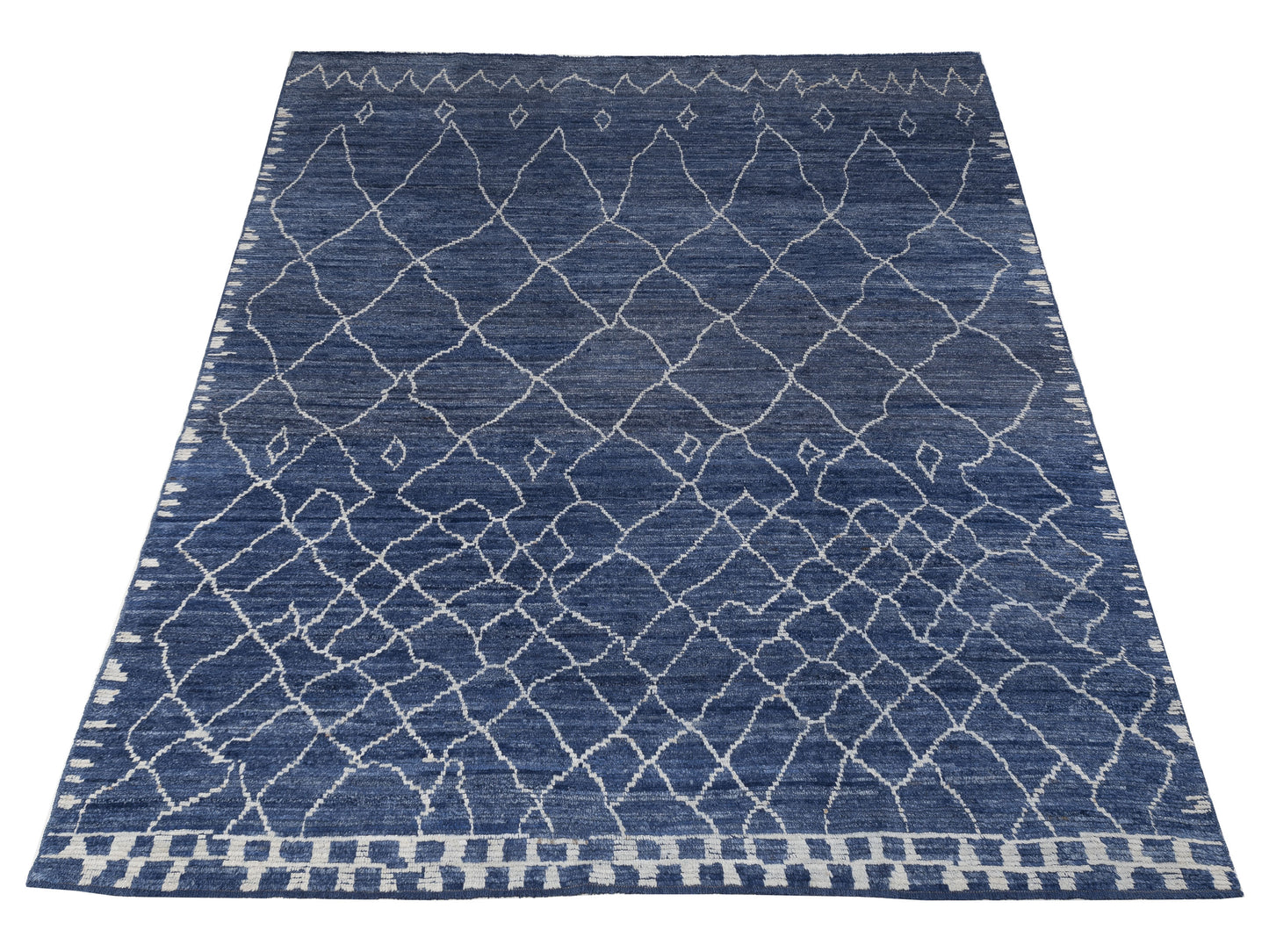 Berber Aspendos Blue Ivory 8.9x11.7 Hand Knotted Rug