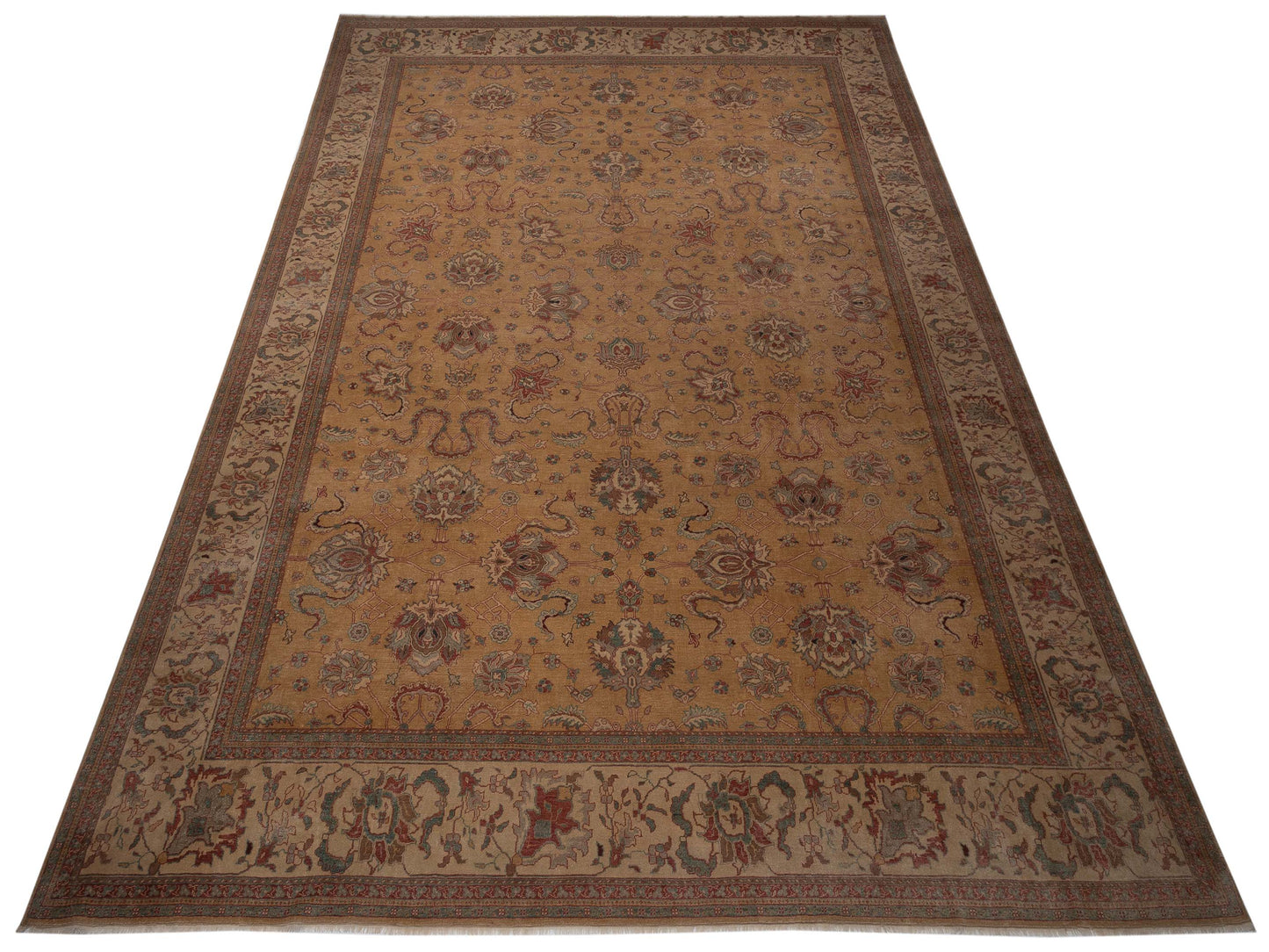 Antique Loom 108177 Gold Beige 14.2x17 Hand Knotted Rug