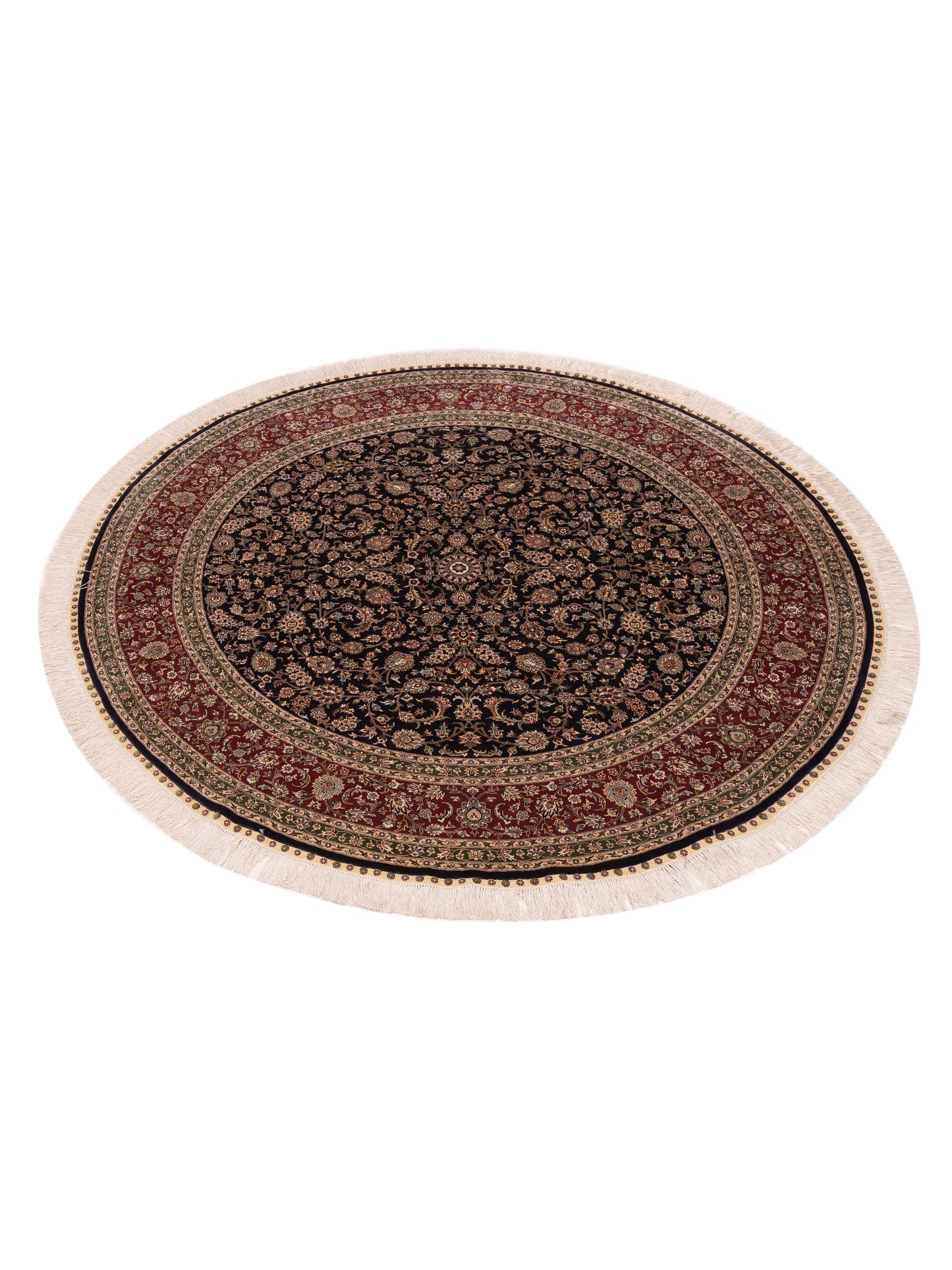 Pure Silk 125293 Navy Red 6.1x6.1 Hand Knotted Rug