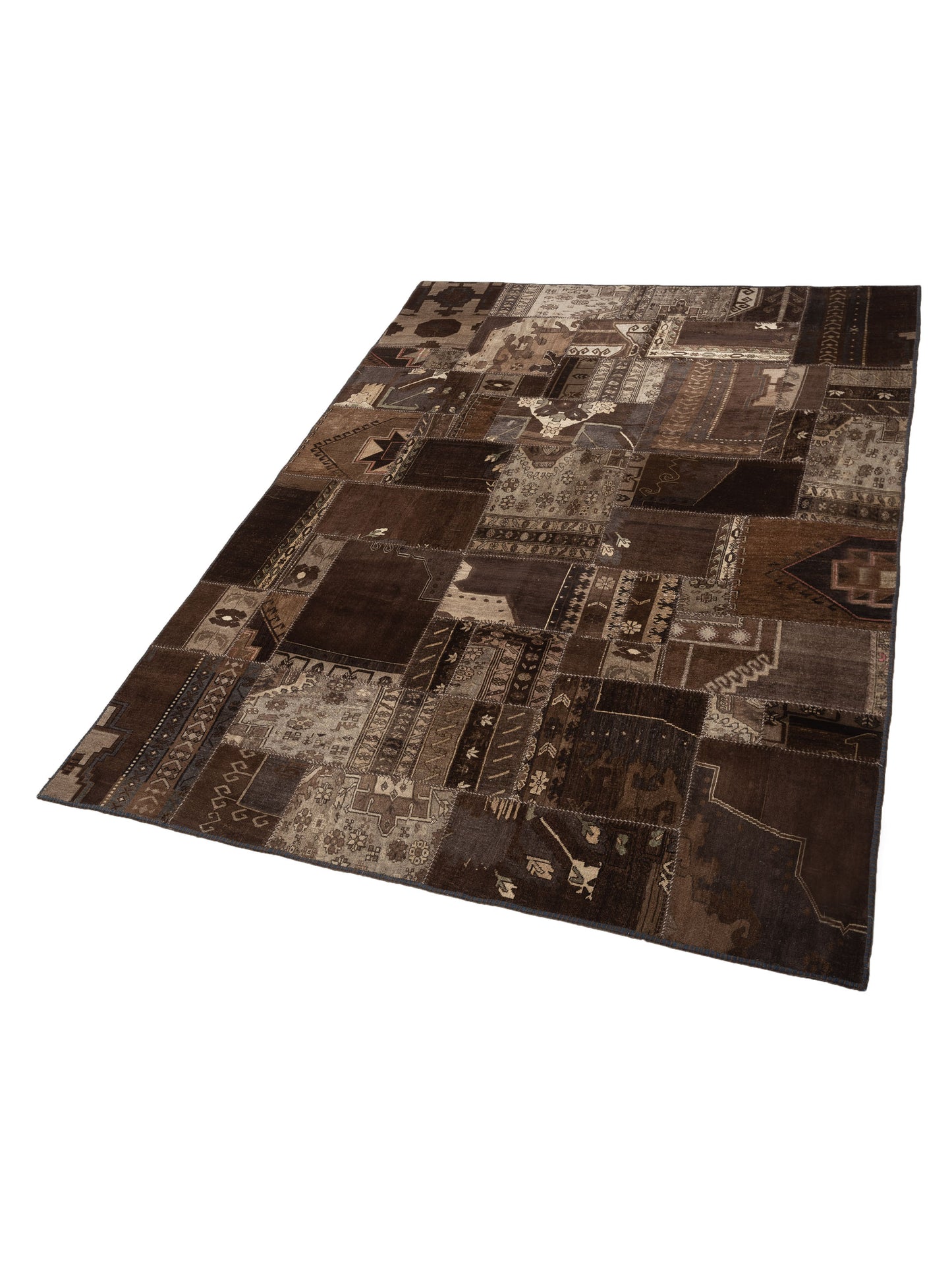 Turkish Vestige Patchwork 109011 Brown 9.10x13.2 Hand Knotted Rug