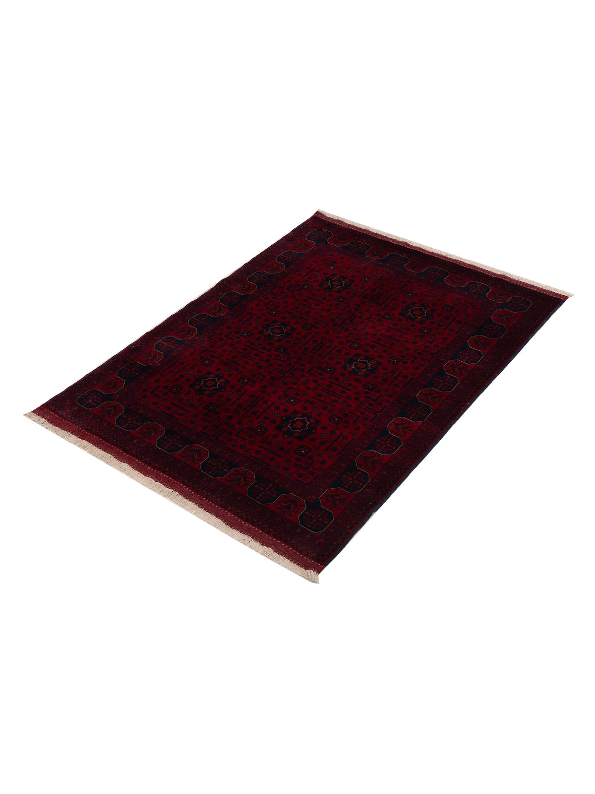 Afghan Belcik 152041 Red Navy 4.11x6.7 Hand Knotted Rug