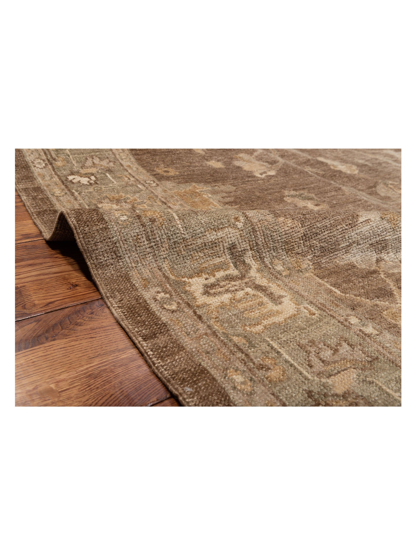Angora Oushak 129136 Brown Green 6.6x8.9 Hand Knotted Rug