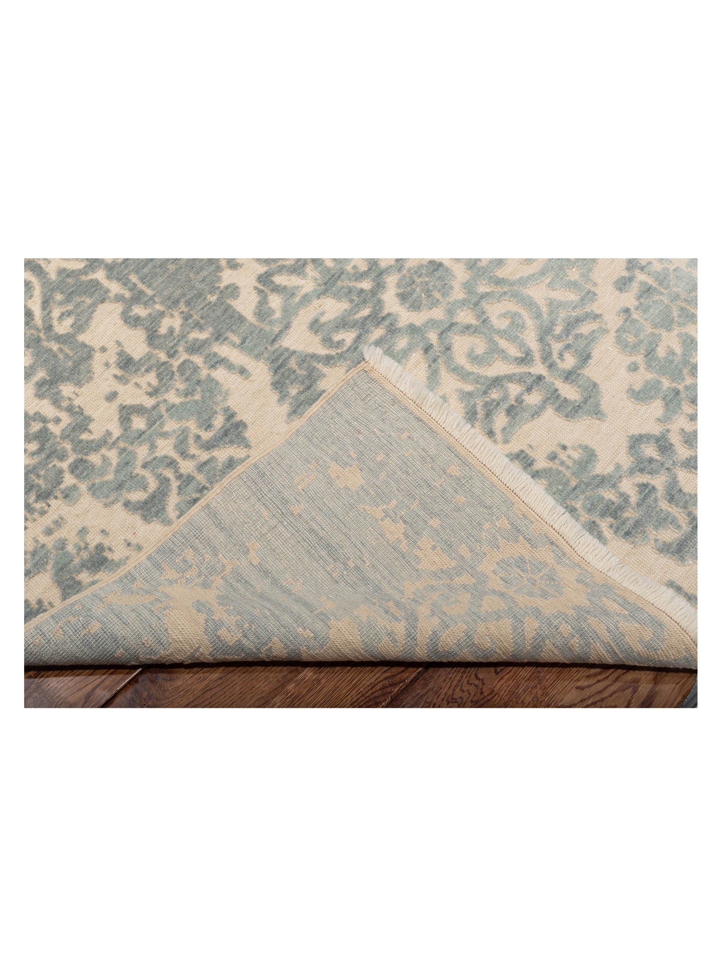 Defne Beony Ivory Ice Blue 7.10x10 Hand Knotted Rug