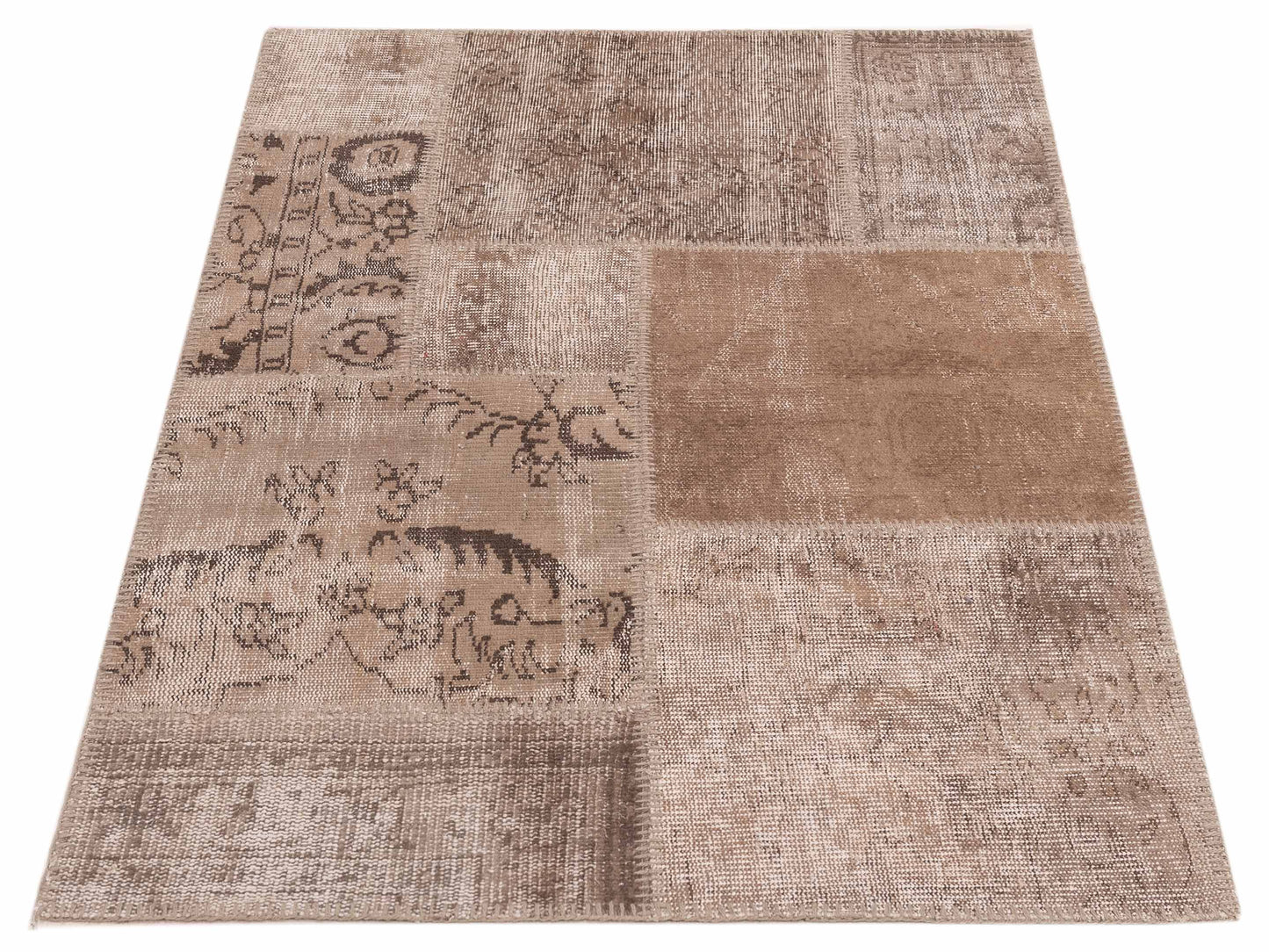 Turkish Vestige Patchwork 131060 Brown 3.3x4.11 Hand Knotted Rug