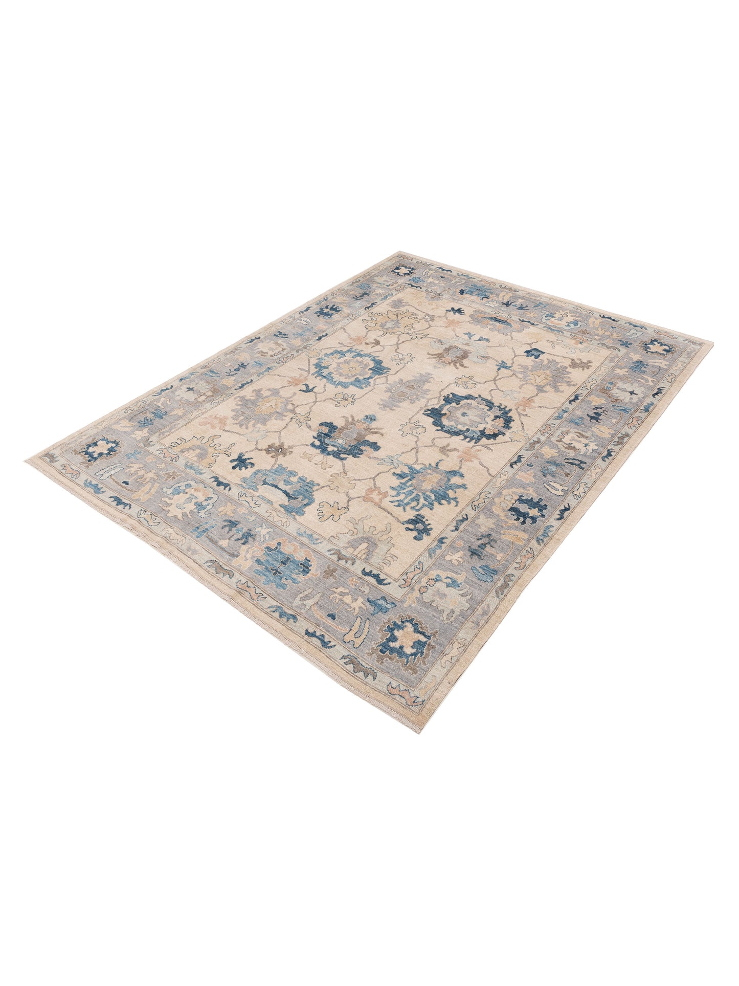 Anadol Oushak 154530 Ivory Gray 9.1x11.8 Hand Knotted Rug