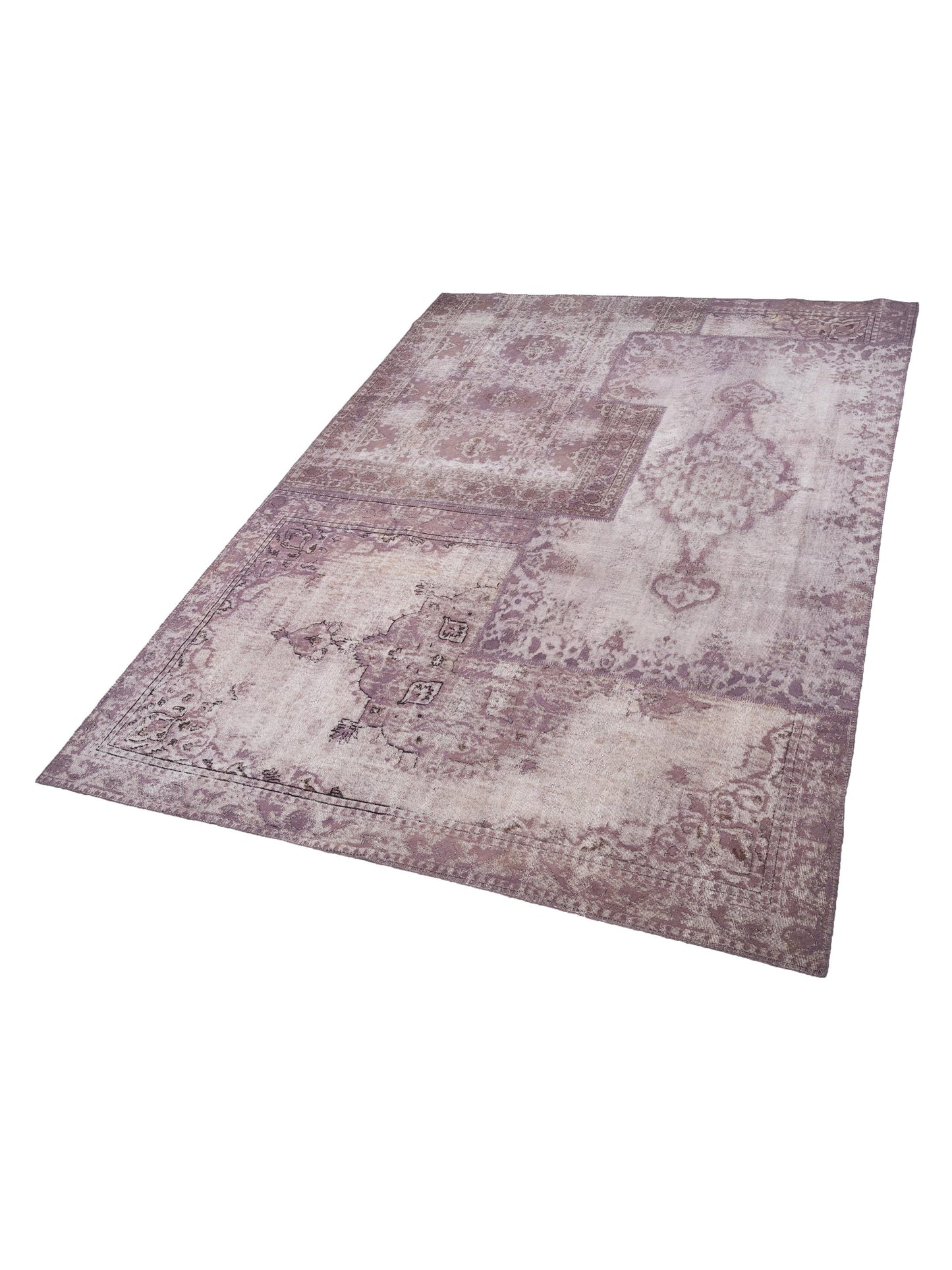 Turkish Vestige Patchwork 146040 Purple 10.1x13.1 Hand Knotted Rug