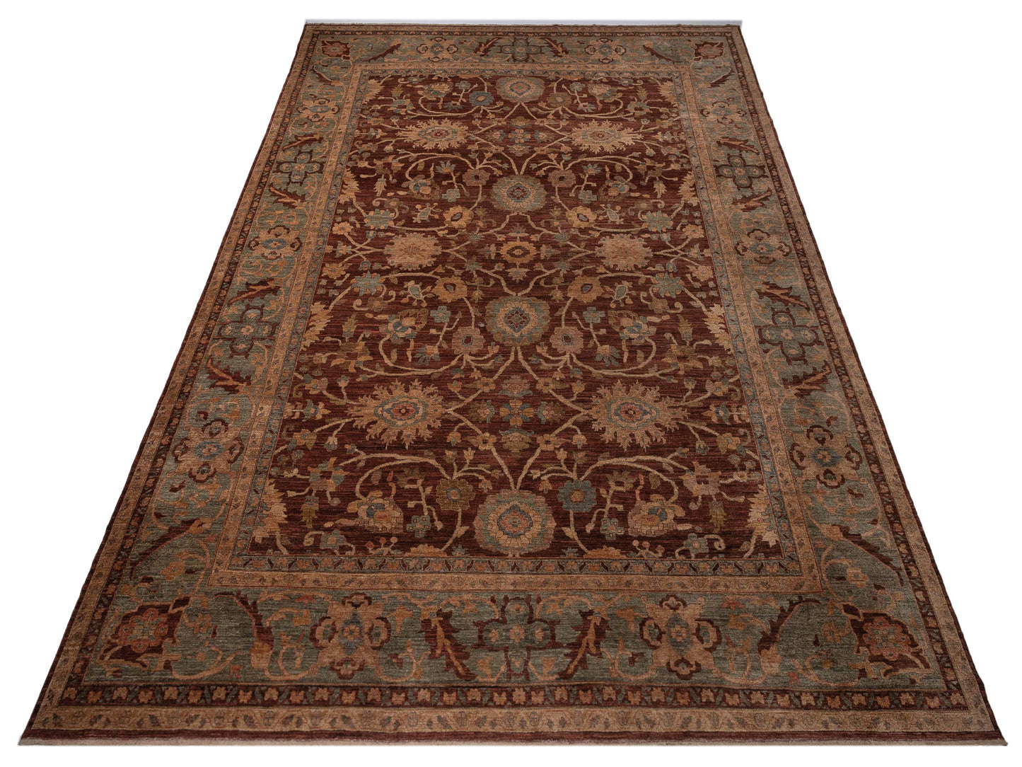 Elvan Nursel Plum Green 14.4x17.9 Hand Knotted Rug