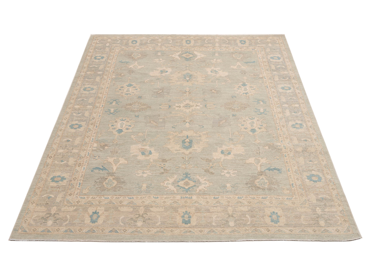 Laila 153946 Mint Light Gray 8.1x9.11 Hand Knotted Rug