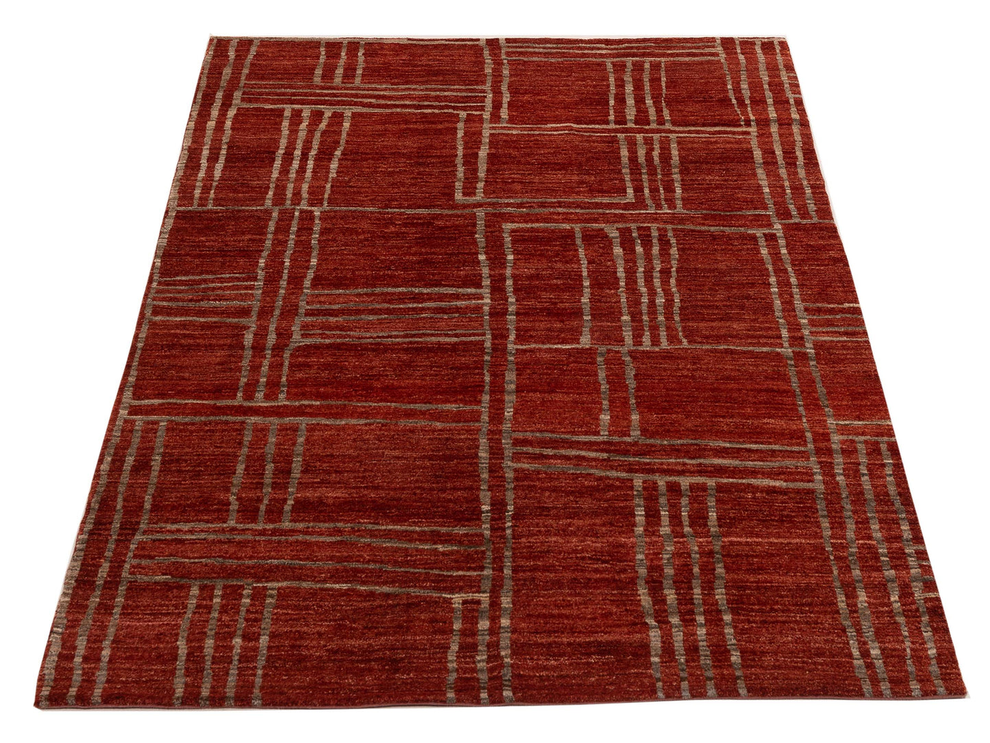 Tibetino 154001 Red Ivory 5.6x8.1 Hand Knotted Rug