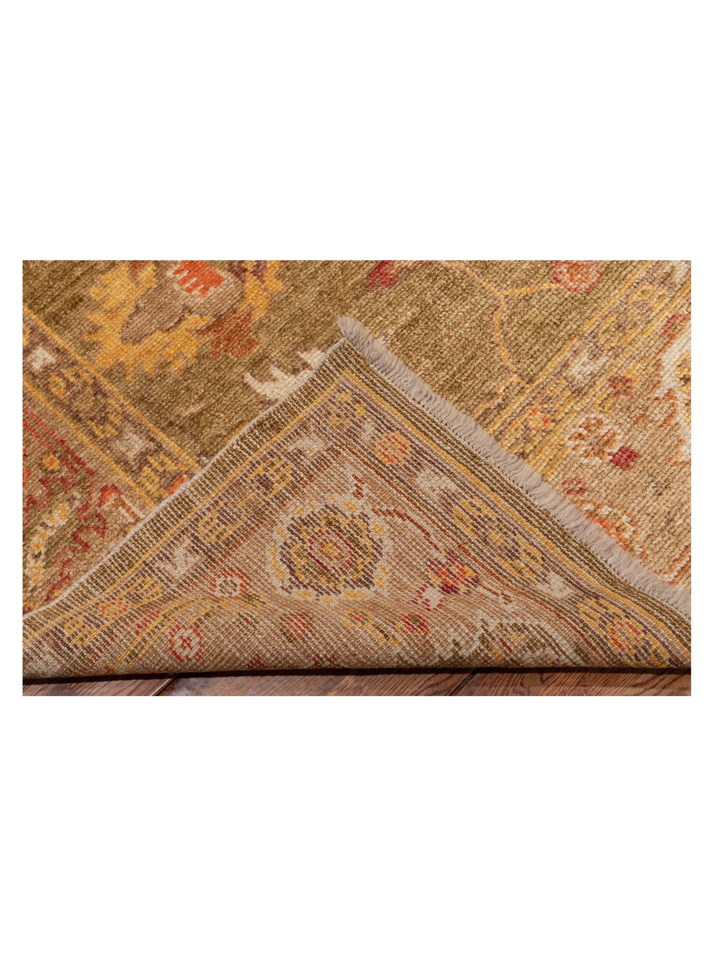 Angora Oushak 109650 Green Light Brown 6.3x12.4 Hand Knotted Rug