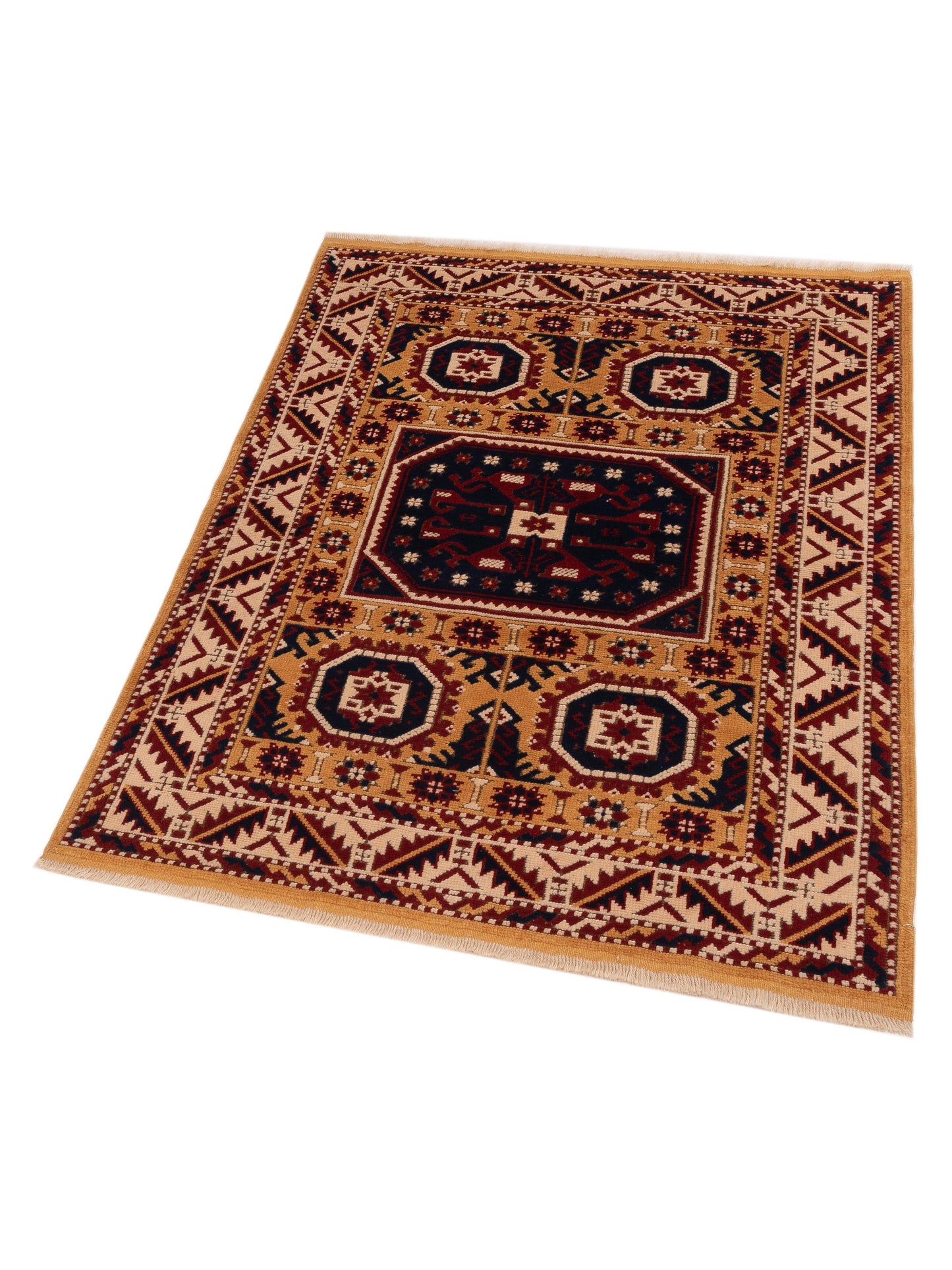 Turkish Shirwan 145243 Gold Ivory 4.4x5.10 Hand Knotted Rug