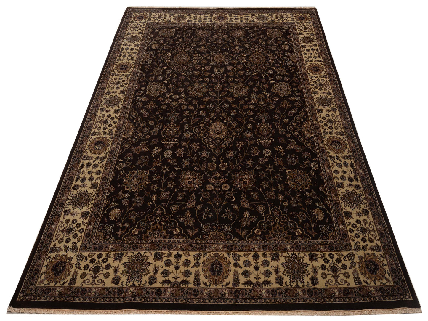 Sivas 109423 Dark Brown Ivory 9.1x11.11 Hand Knotted Rug