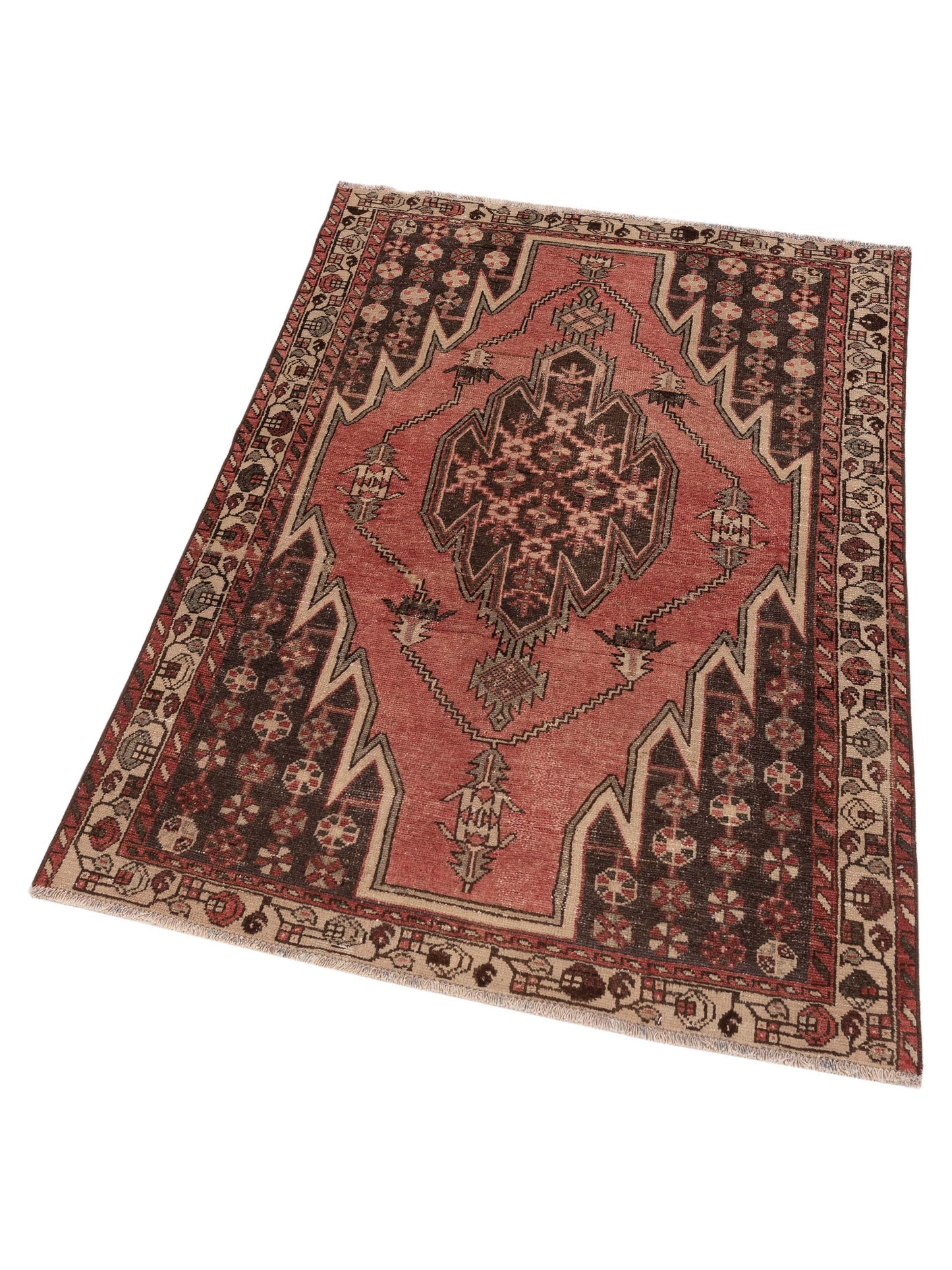 Persian 147647 Pink Brown 43x10.1 Hand Knotted Rug