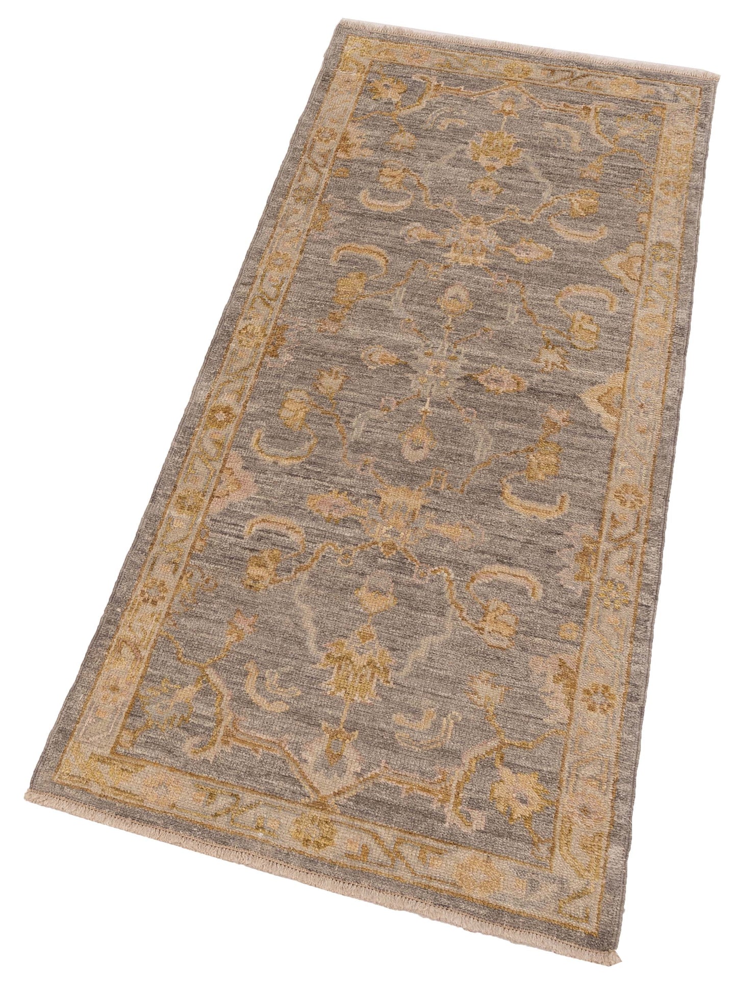 Angora Oushak 150407 Gray Ivory 2.8x6.5 Hand Knotted Rug