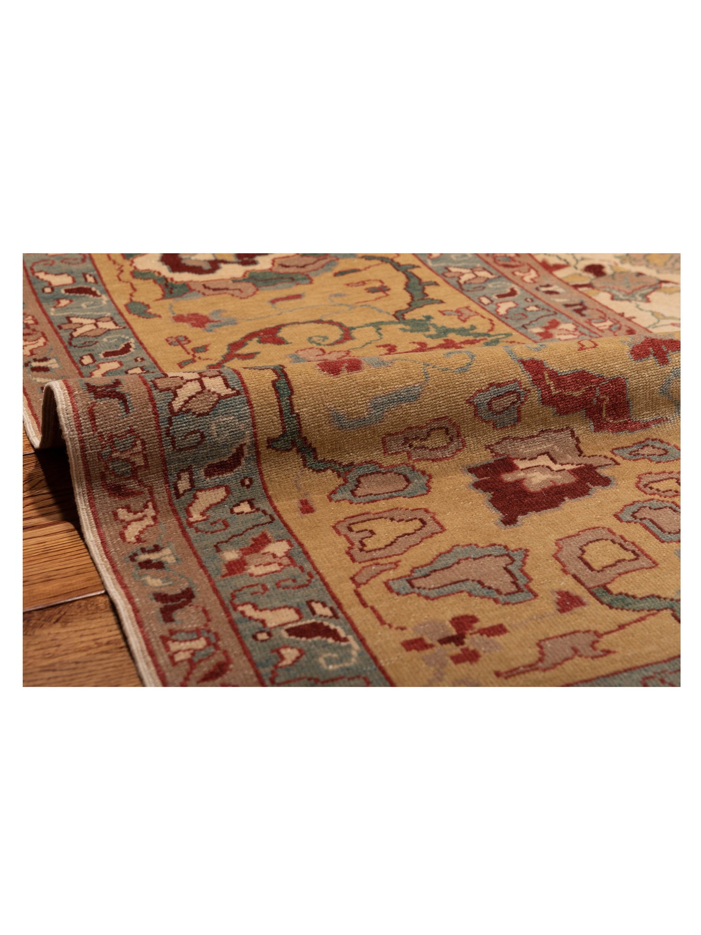 Antique Loom 108141 Beige Gold 12.3x14.8 Hand Knotted Rug