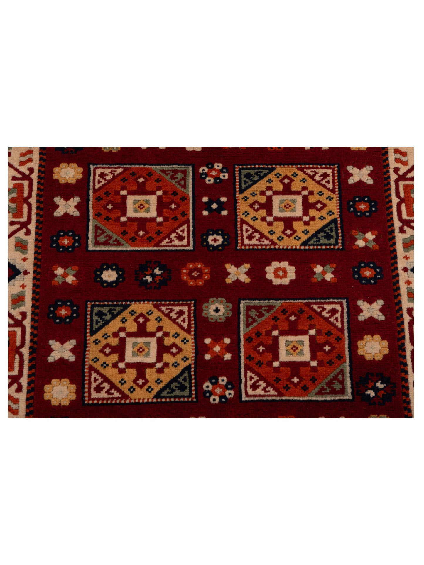 Turkish Shirwan 145142 Red Ivory 4x5 Hand Knotted Rug