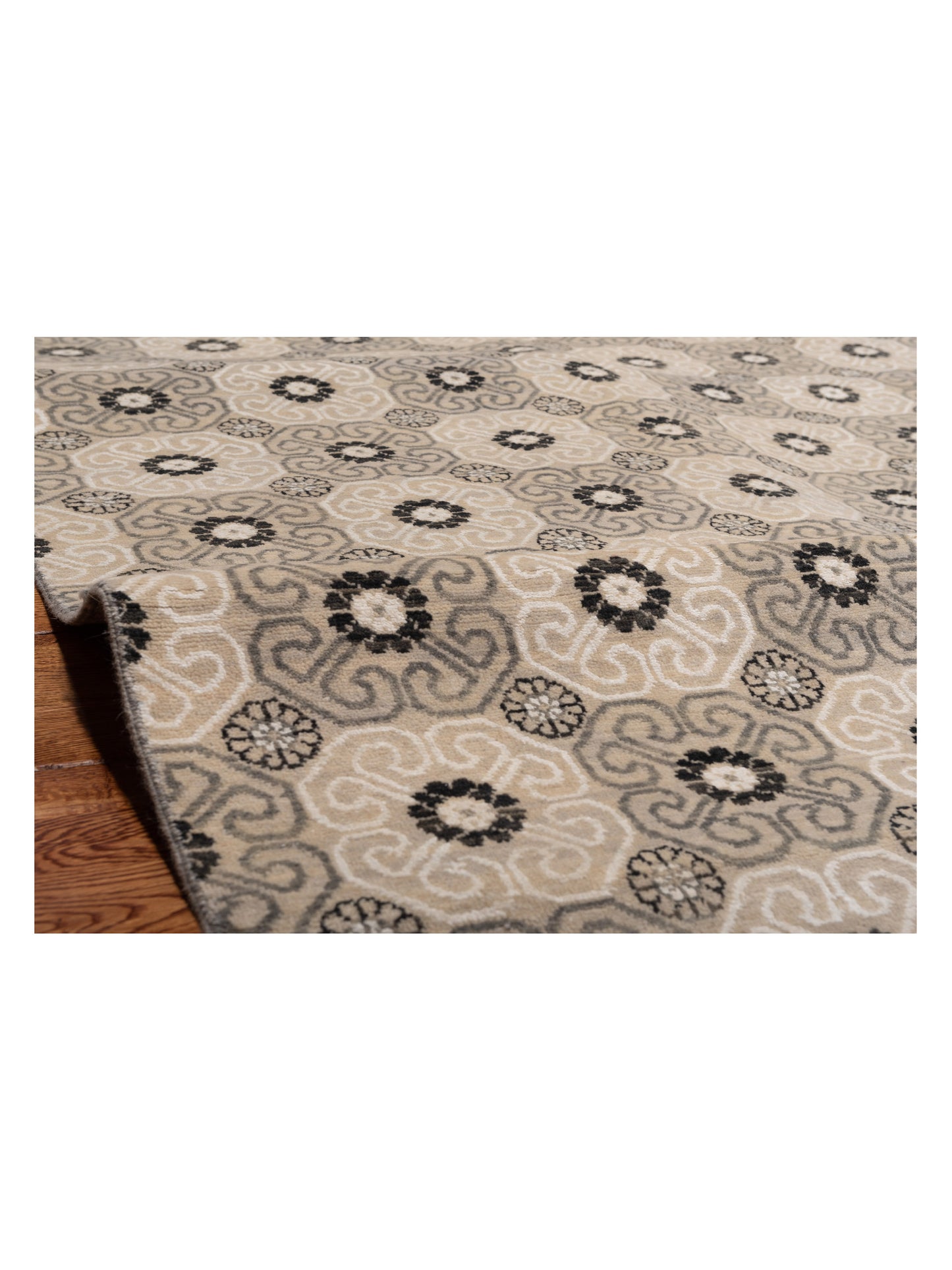Aurore 120462 Ivory Gray 8.2x10.2 Hand Knotted Rug