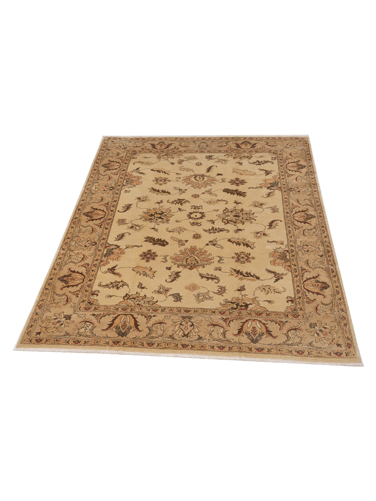 Turkish Elvan 78850 Ivory Beige 8.8x10.10 Hand Knotted Rug