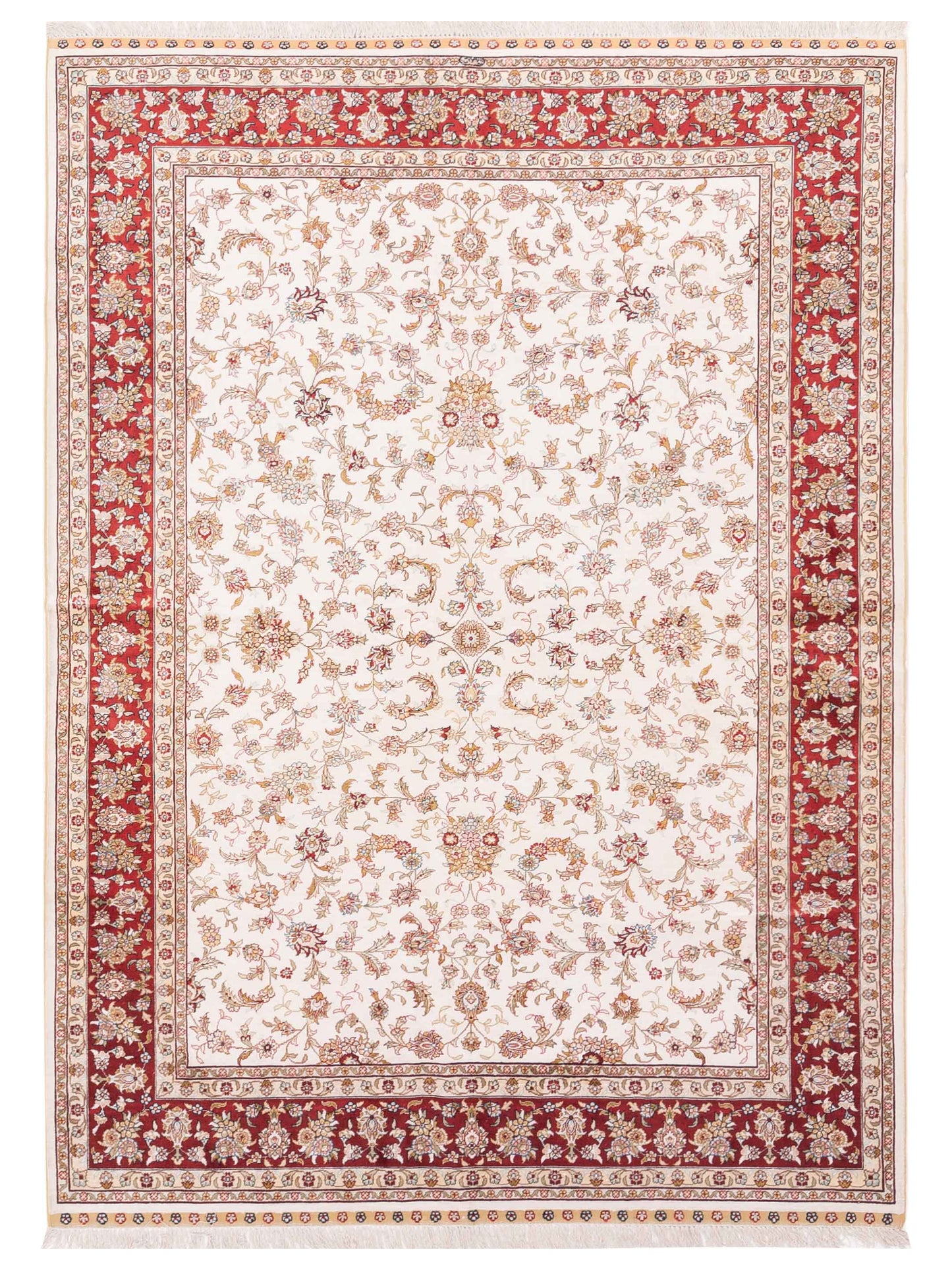Pasha Pure Silk  Ivory Red Traditional