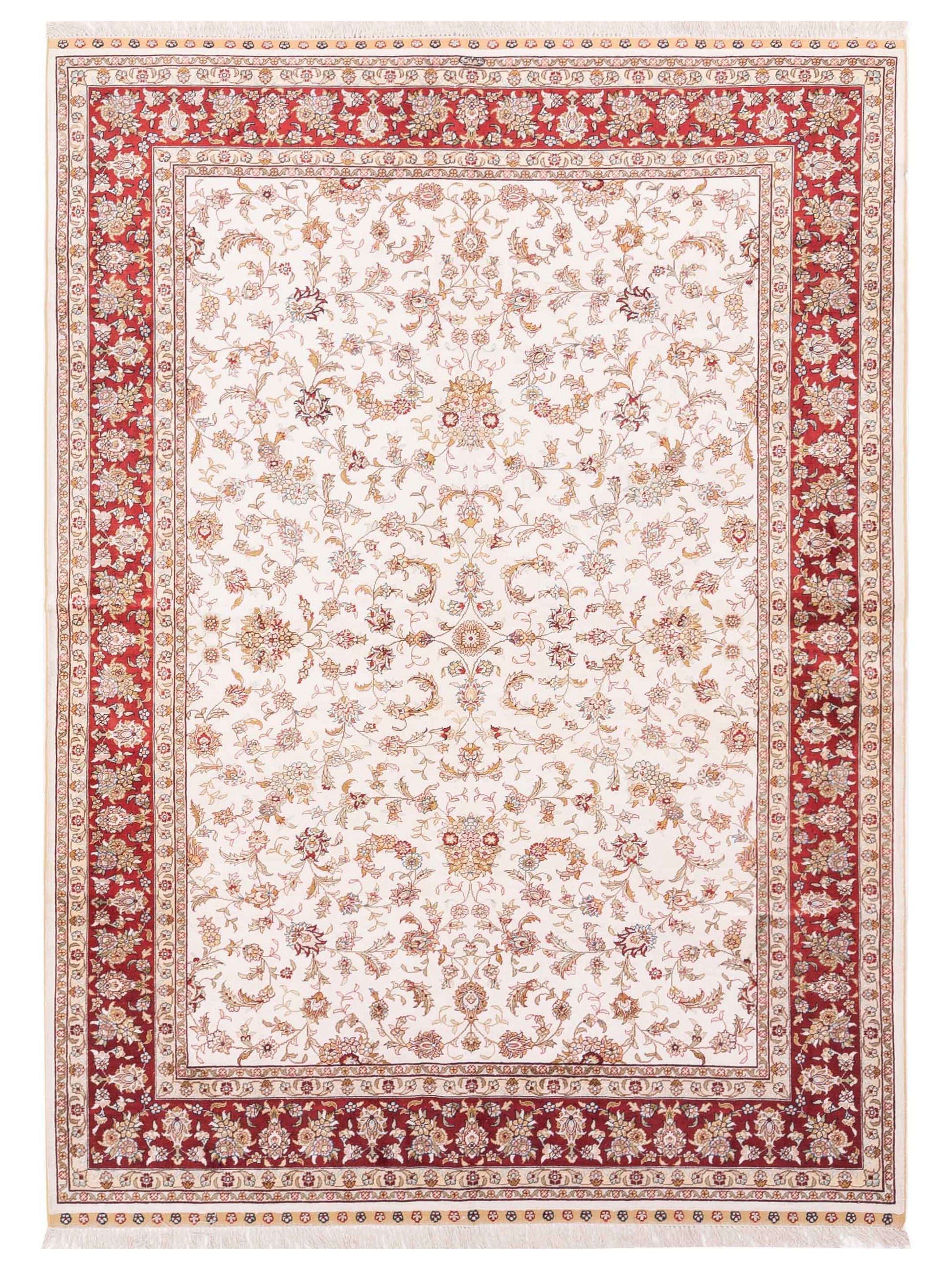 Pasha Pure Silk  Ivory Red Traditional