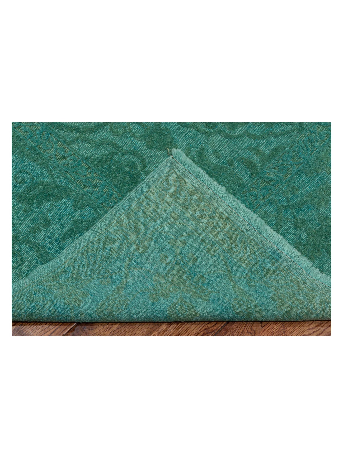 Color Bouquet 109175 Turquoise Turquoise 8.4x9.8 Hand Knotted Rug