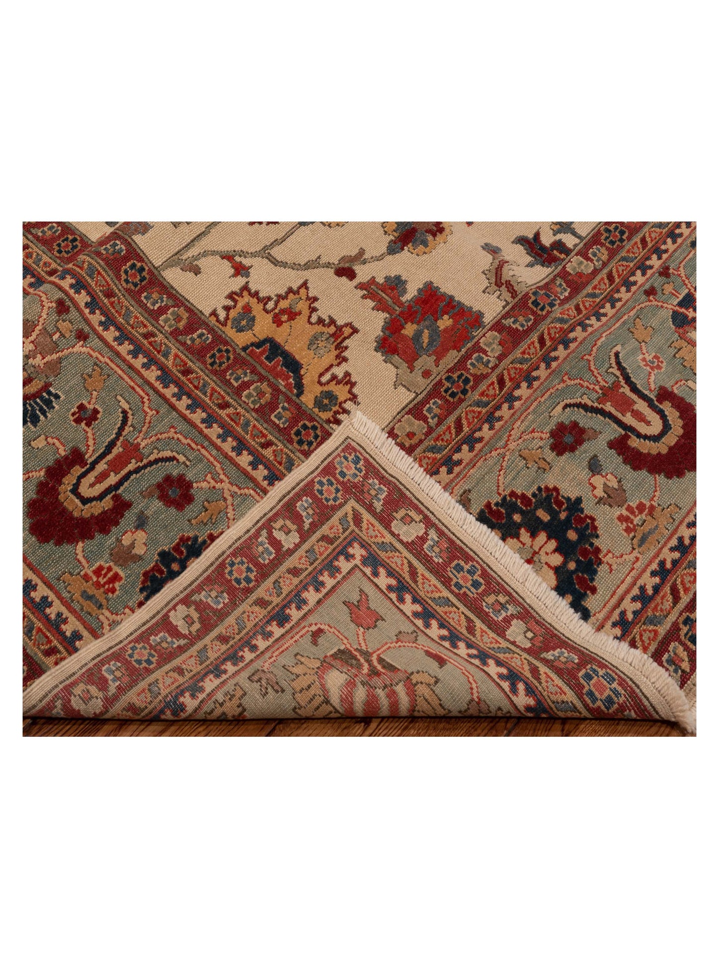 Antique Loom 147359 Ivory Green 9.11x12.3 Hand Knotted Rug