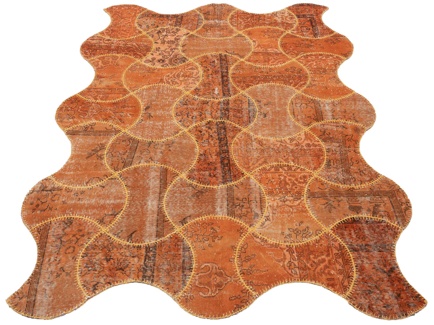 Turkish Vestige Patchwork 108877 Orange 7.2x9.10 Hand Knotted Rug