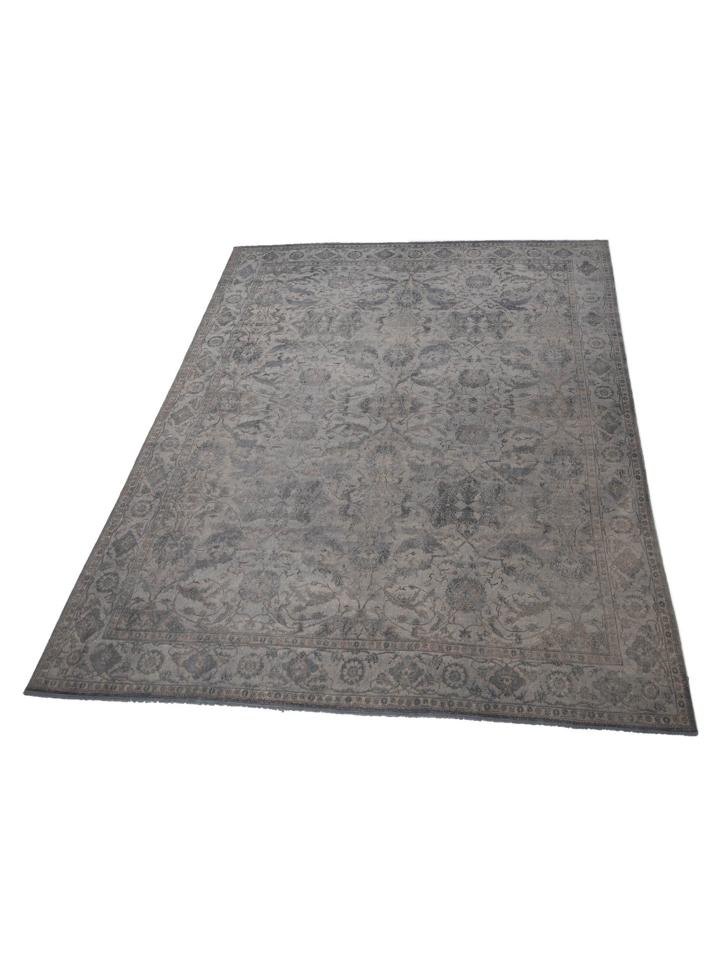 Vintage 118750 Light Gray 11.8x14.3 Hand Knotted Rug