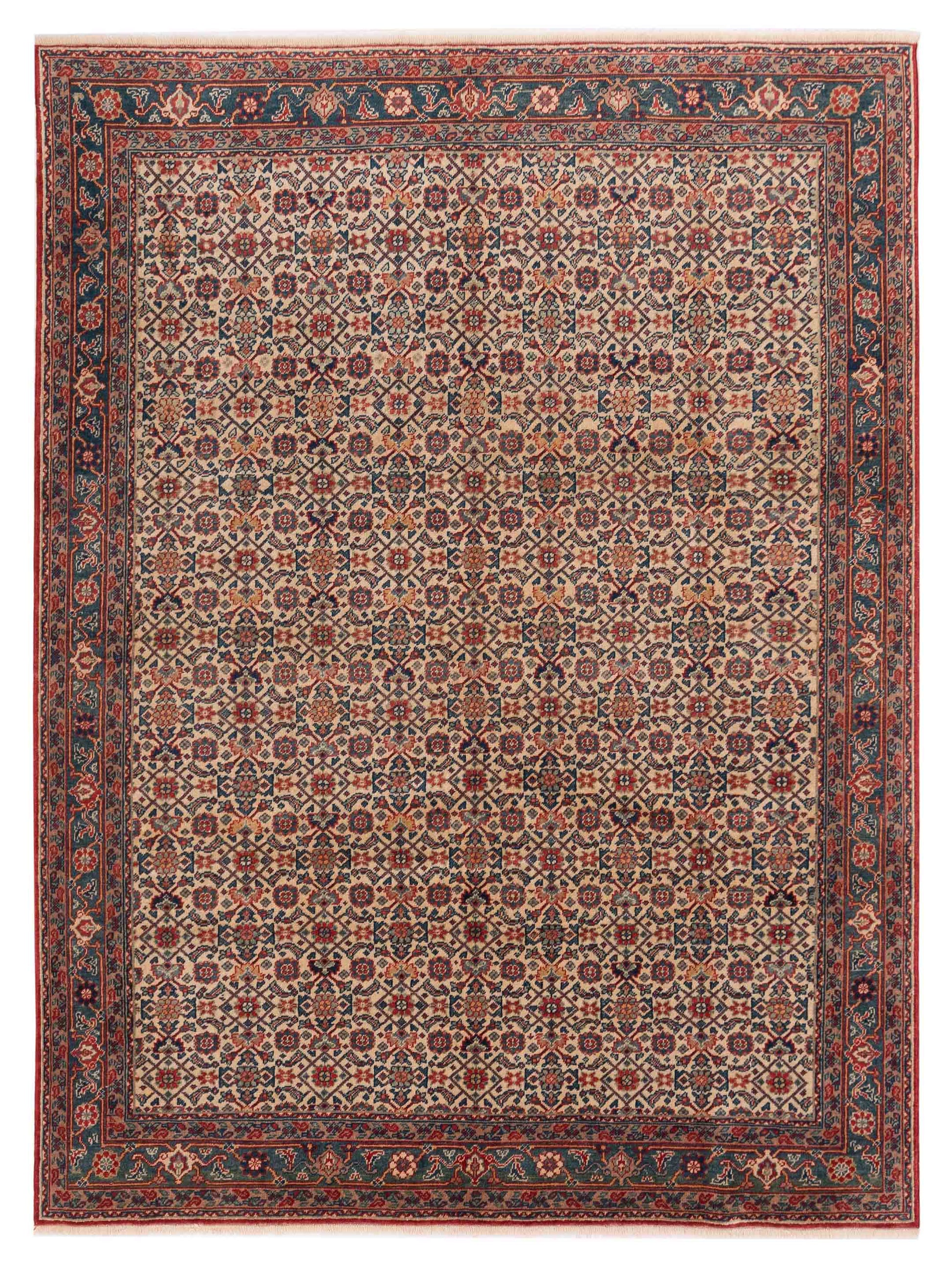 Pasha Antique Loom  Ivory Teal Blue Traditional