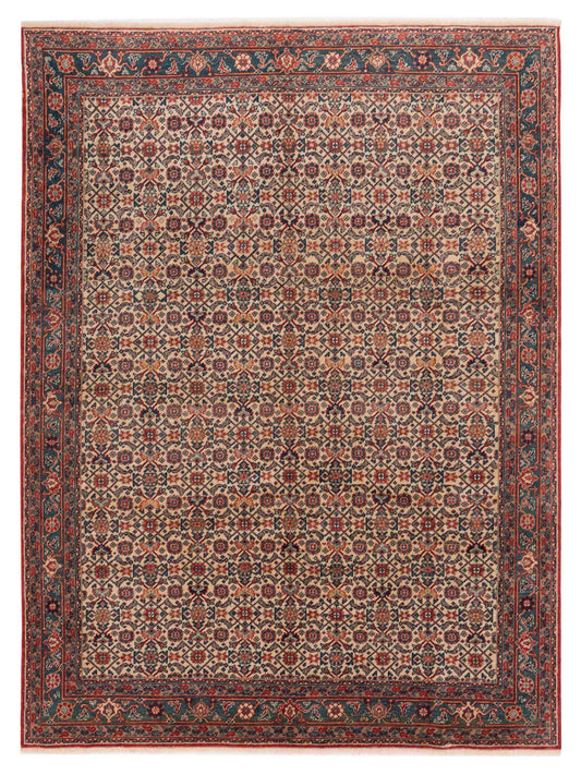 Pasha Antique Loom  Ivory Teal Blue Traditional