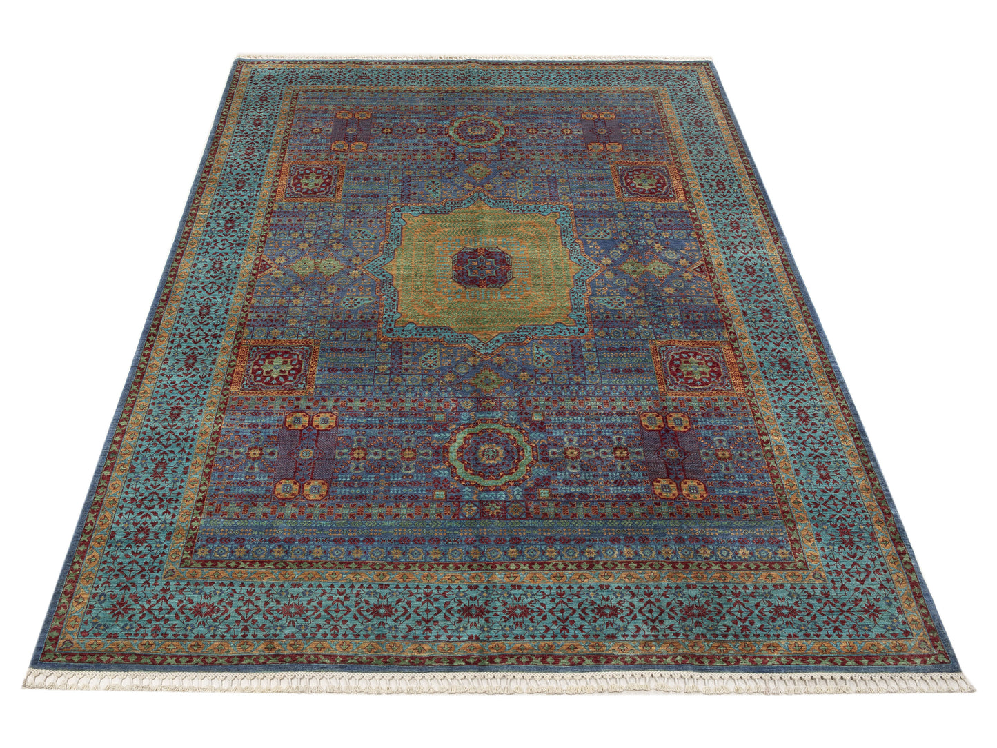 Artisan Mamluk 152281 Blue Turquoise 8.5x11.4 Hand Knotted Rug