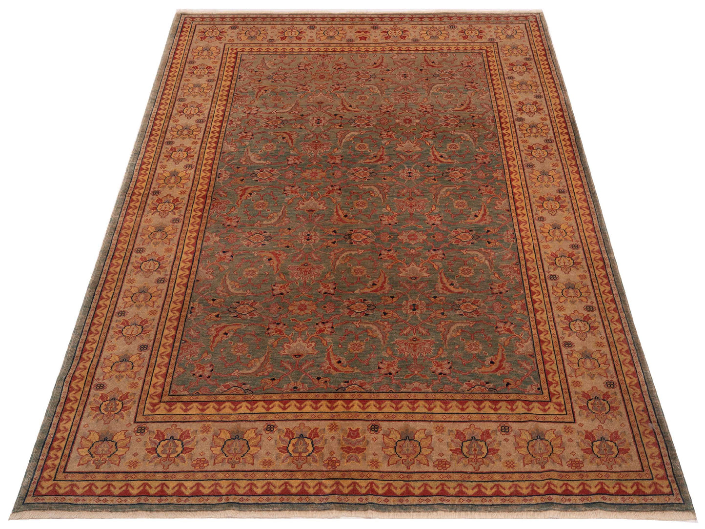 Antique Loom 147358 Blue Beige 6.7x8.1 Hand Knotted Rug