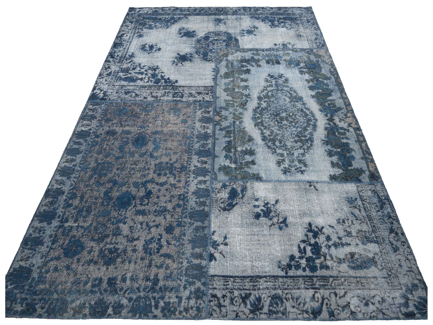 Turkish Vestige Patchwork 125427 Dark Blue 10x13.11 Hand Knotted Rug