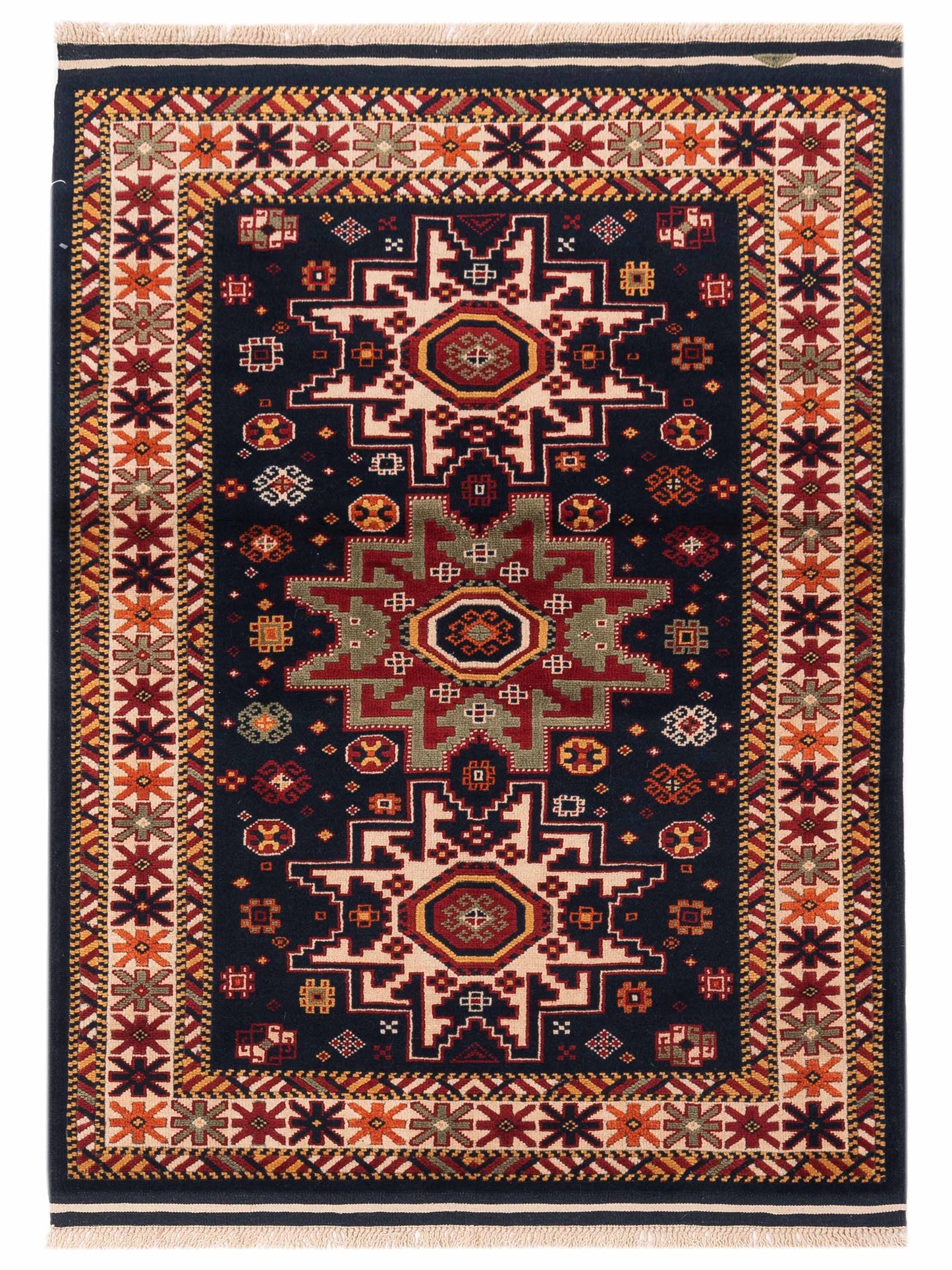 Pasha Turkish Shirwan  Navy Ivory Traditional