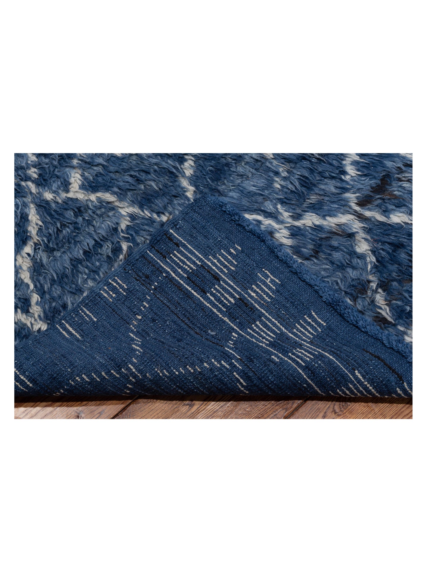 Berber Aspendos Dark Blue Silver 10x14 Hand Knotted Rug