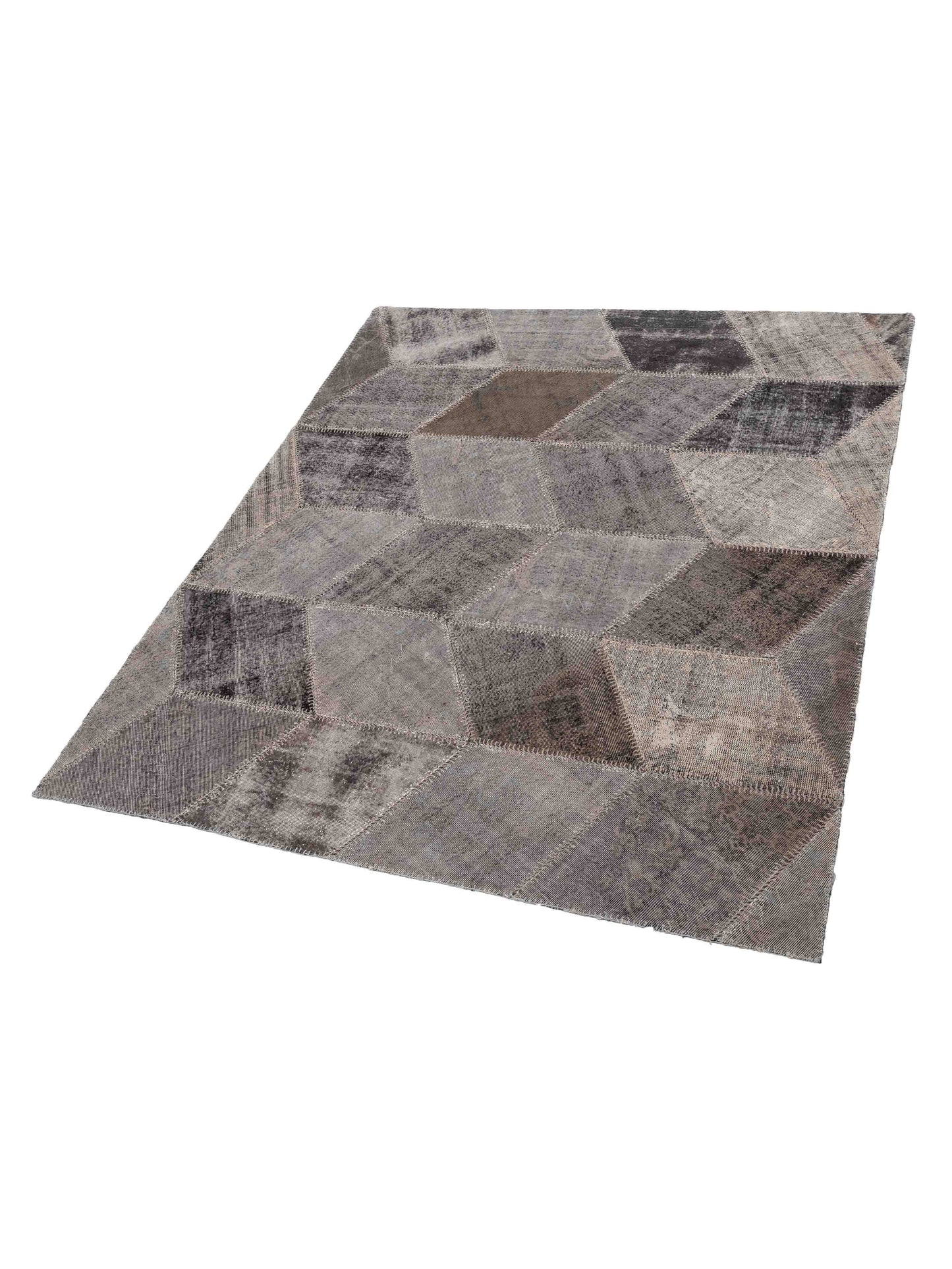 Turkish Vestige Patchwork 108898 Gray 8.6x9.11 Hand Knotted Rug