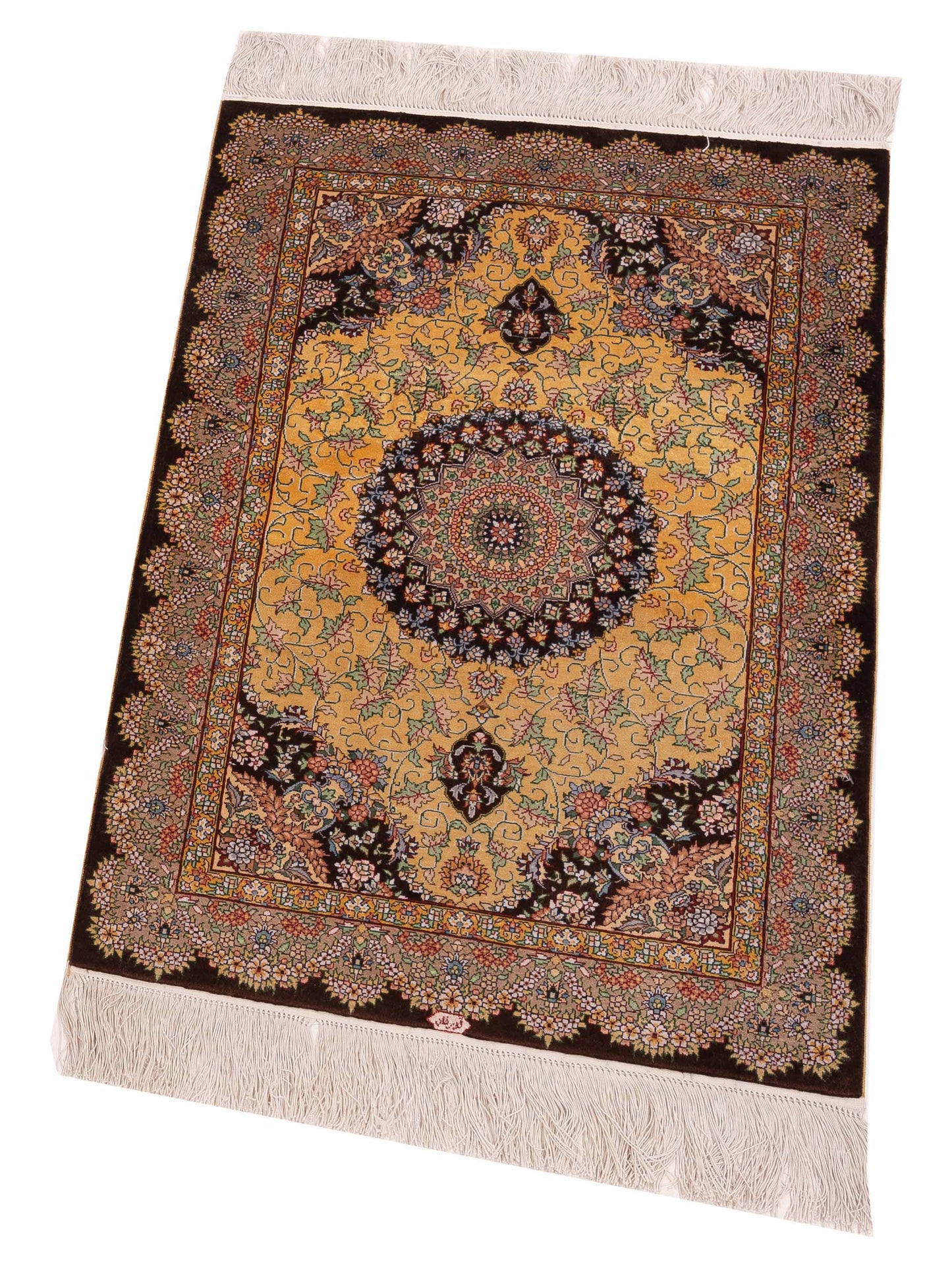 Pure Silk 119263 Gold Brown 2x3.1 Hand Knotted Rug