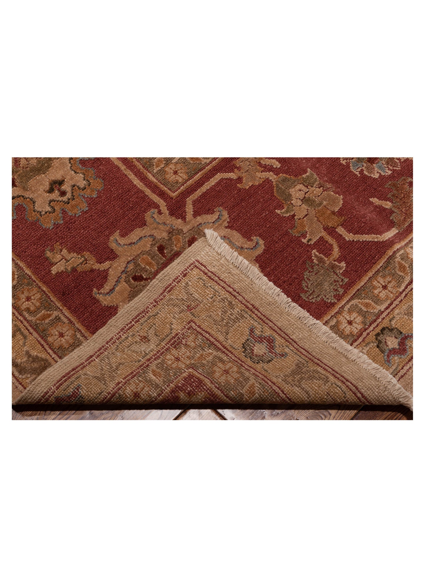 Turkish Elvan 108103 Beige Red 11.8x17.2 Hand Knotted Rug