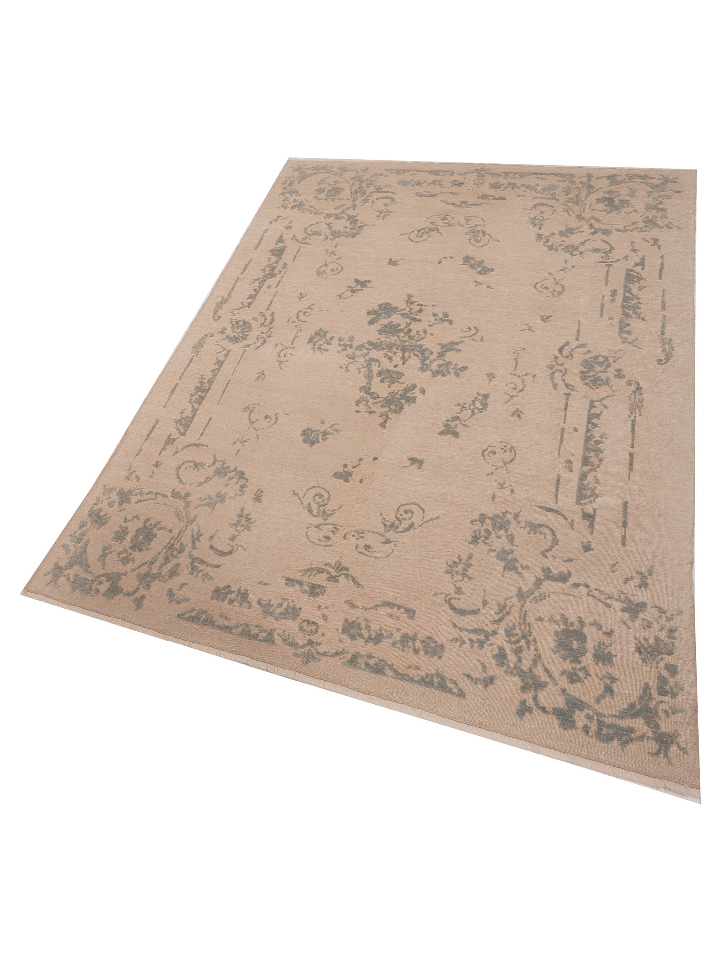 Defne Clove Ivory Blue 6.6x9.7 Hand Knotted Rug