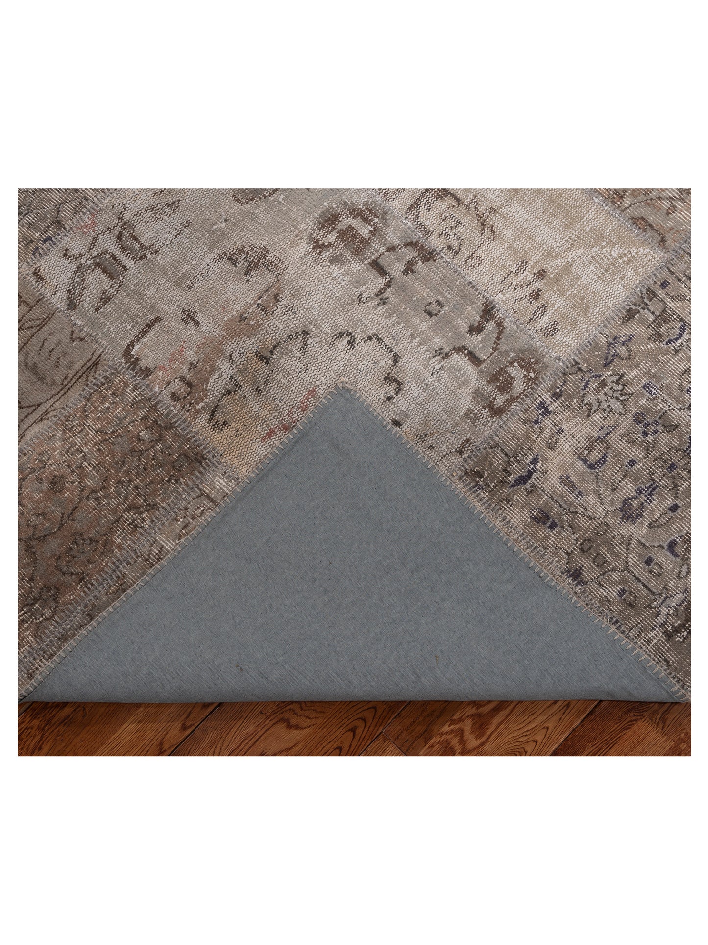 Turkish Vestige Patchwork 114903 Light Gray 8.2x9.10 Hand Knotted Rug
