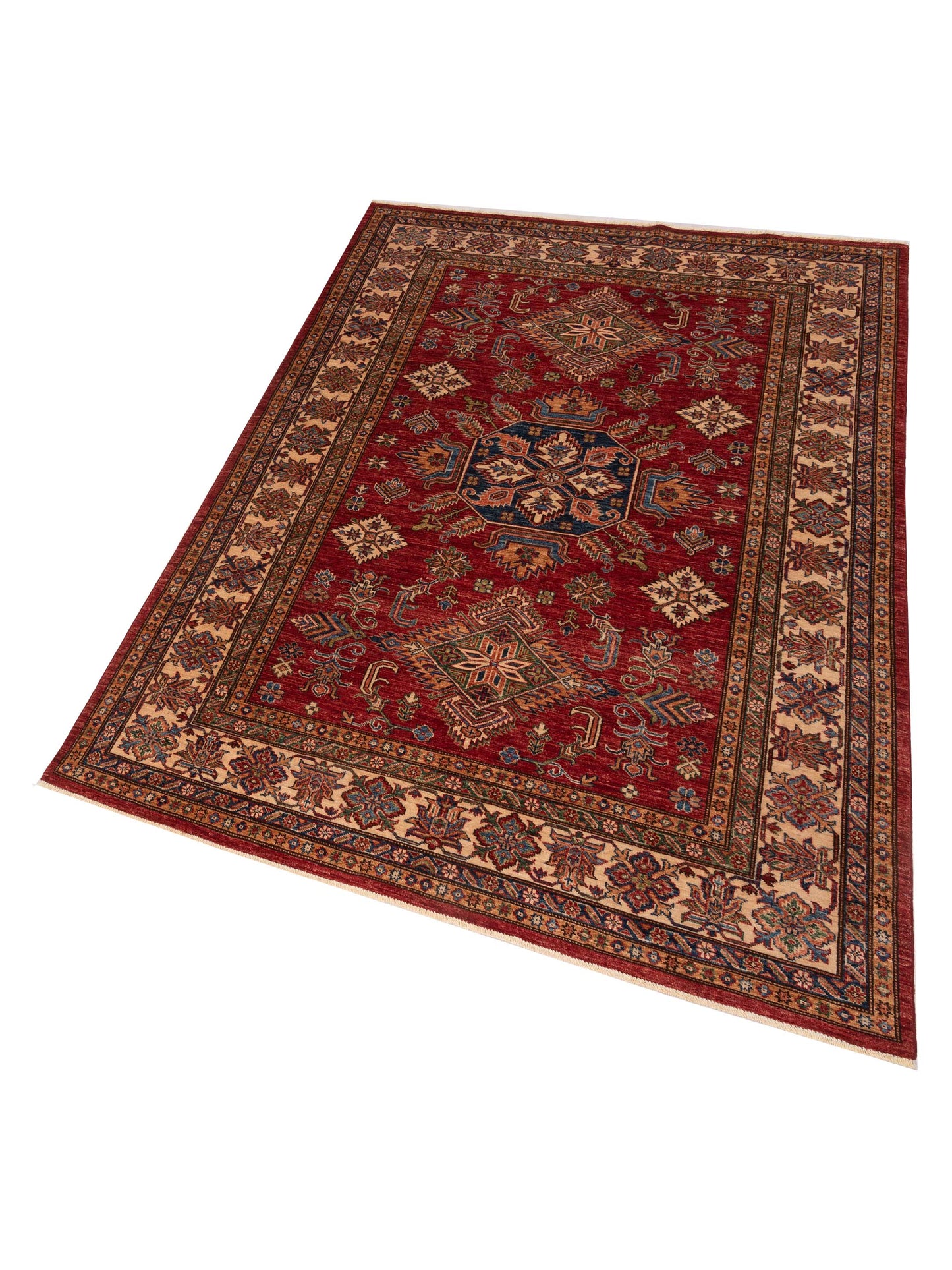 Artisan Kazak 148972 Red Ivory 6x8.5 Hand Knotted Rug