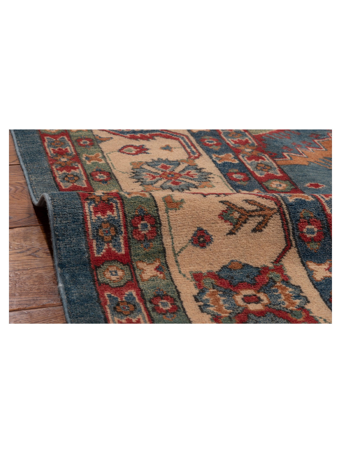 Kazak 151938 Blue Ivory 8.10x12.3 Hand Knotted Rug