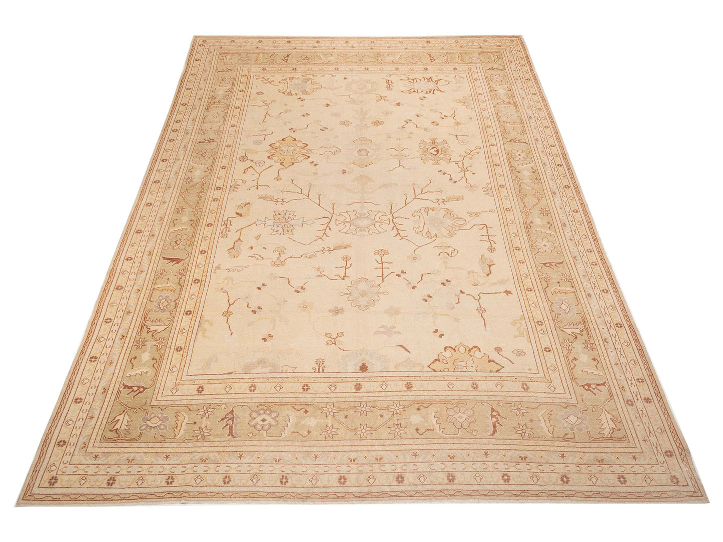 Angora Oushak 97437 Cream Gold 12.4x17.2 Hand Knotted Rug