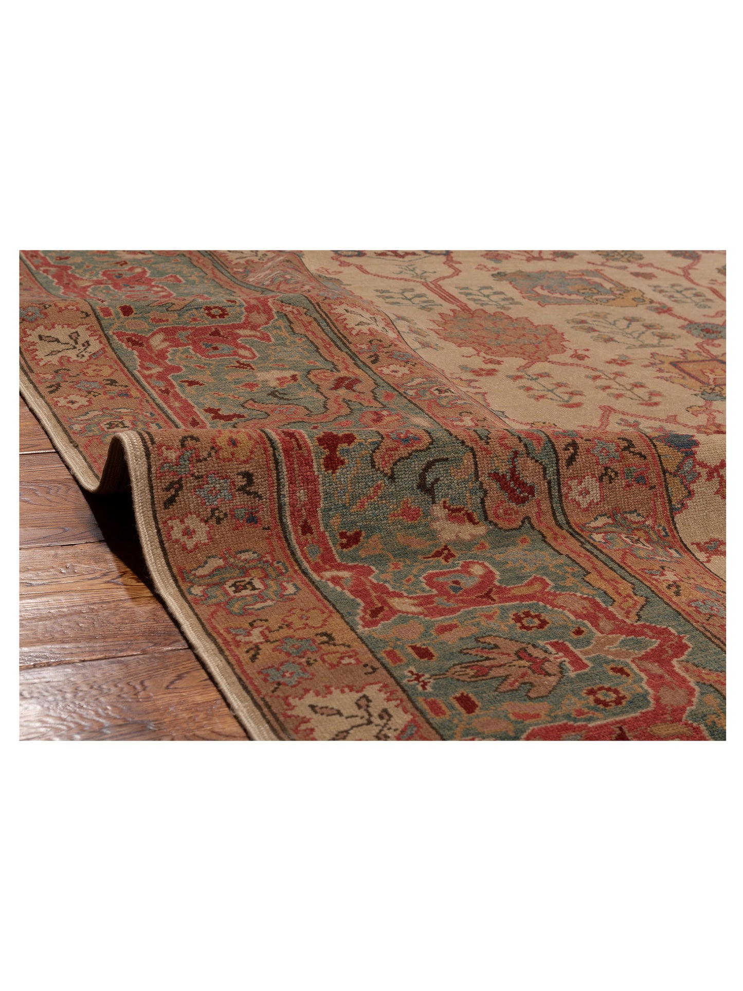 Antique Loom 98154 Ivory Blue 14.4x21.10 Hand Knotted Rug