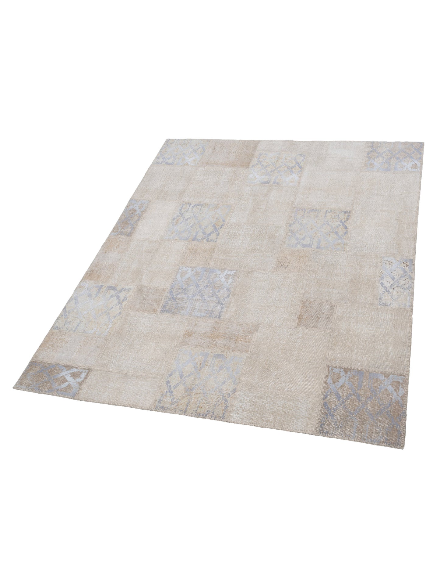 Turkish Vestige Patchwork 142791 Natural 8.2x9.9 Hand Knotted Rug
