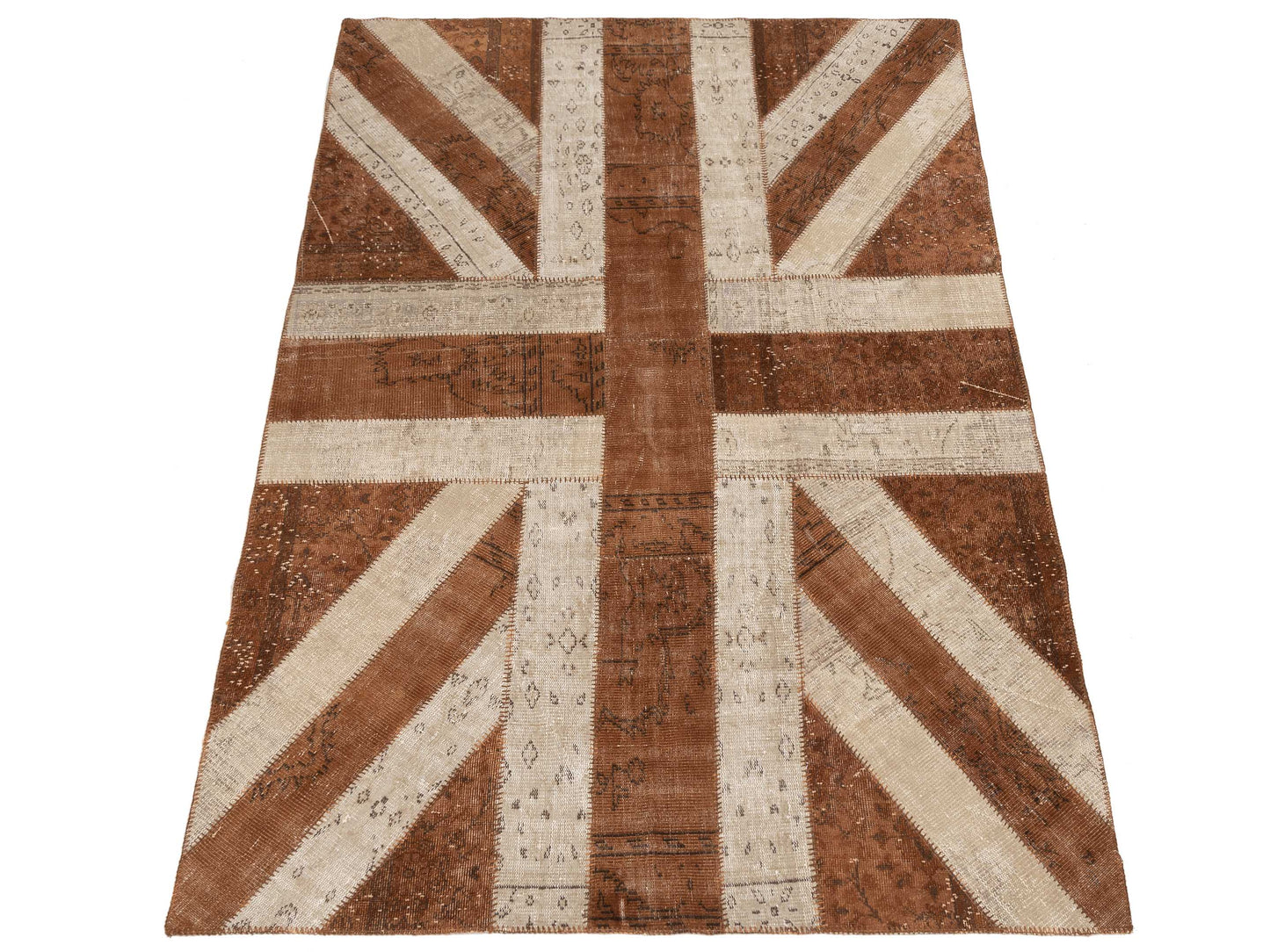 Turkish Vestige Patchwork 114673 Brown Ivory 6.8x9.10 Hand Knotted Rug