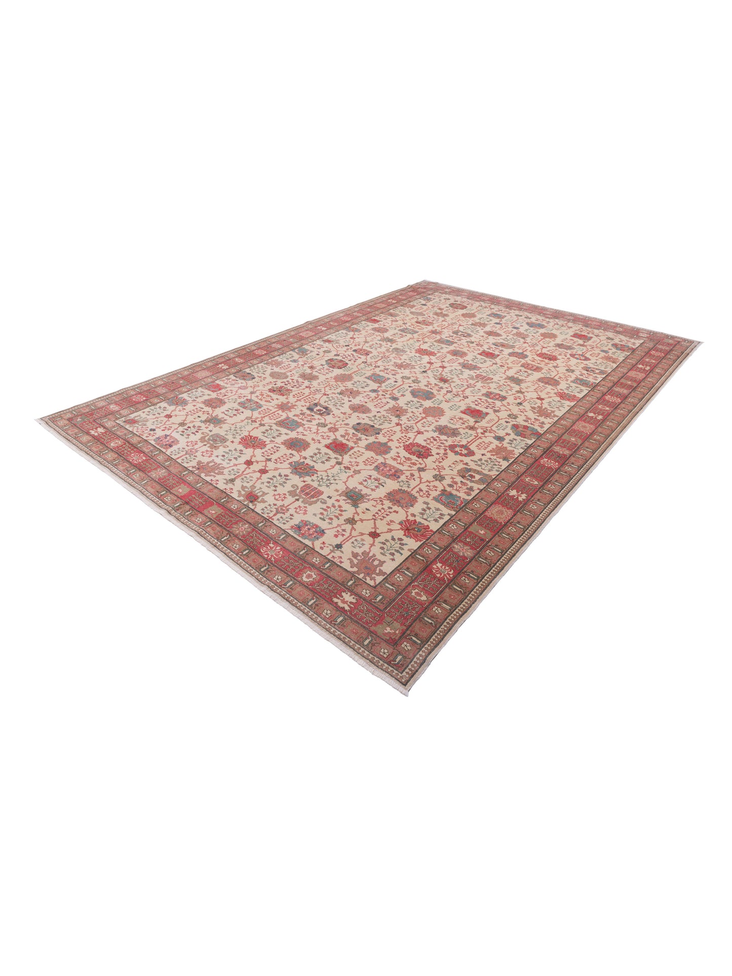 Antique Loom 107939 Beige Rust 10.5x14.7 Hand Knotted Rug