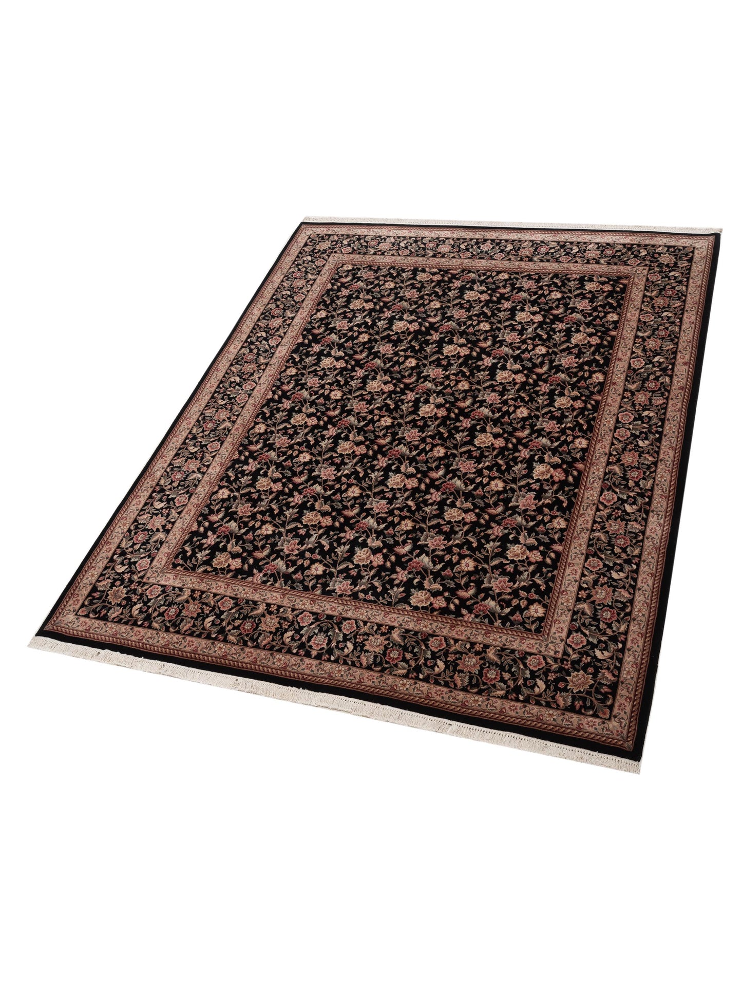 Magnolia 94308 Black Black 7.9x9.9 Hand Knotted Rug