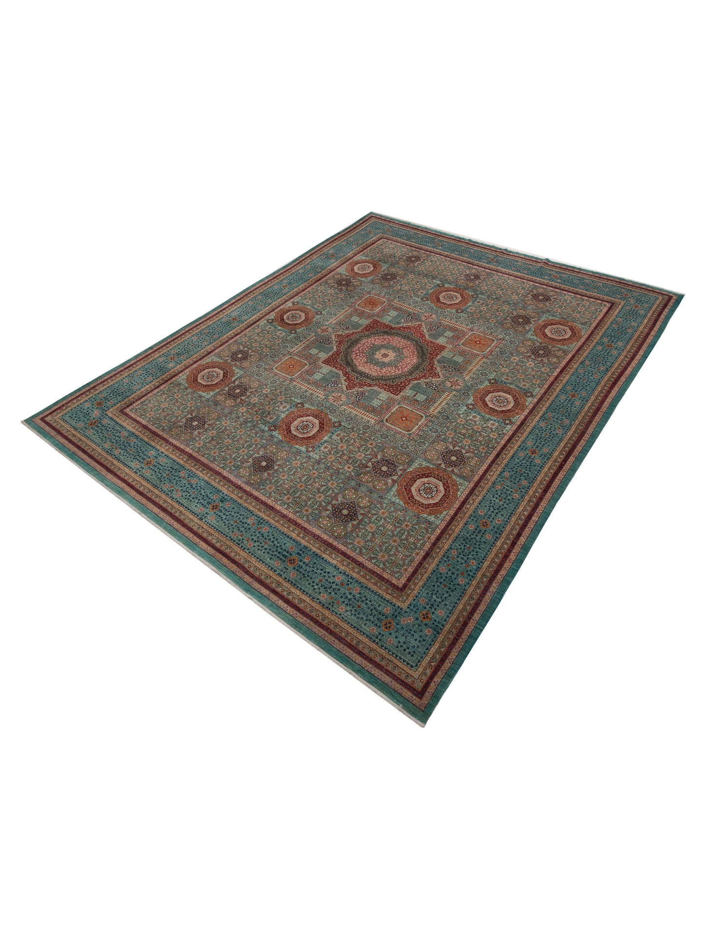Artisan Mamluk 154715 Green Blue 13.6x16.8 Hand Knotted Rug