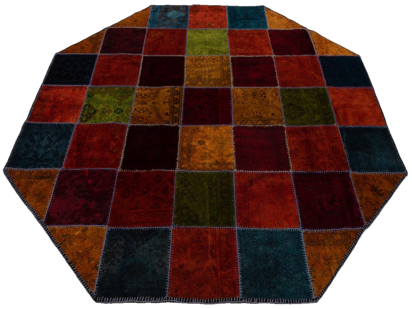 Turkish Vestige Patchwork 114226 Multi 10.6x10.6 Hand Knotted Rug